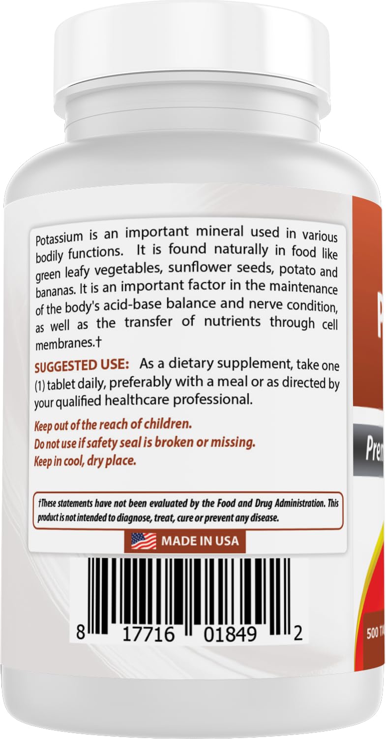Best Naturals Potassium Citrate 99mg 500 Tablets โ 3rd Party Lab Tested (Pack of 2)