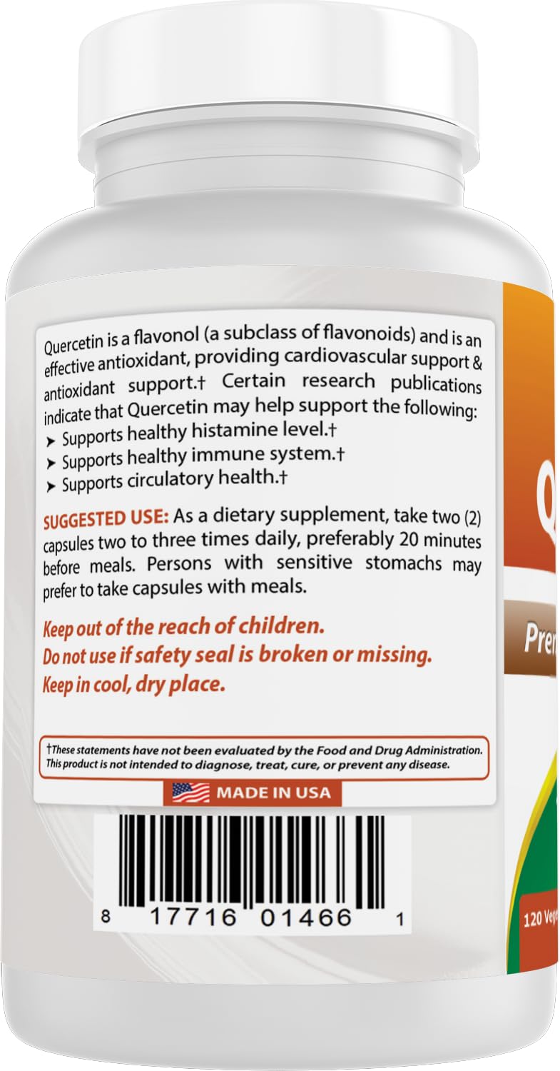 Best Naturals Quercetin 1000 mg Veggie Capsules โ 120 Count (Pack of 2)