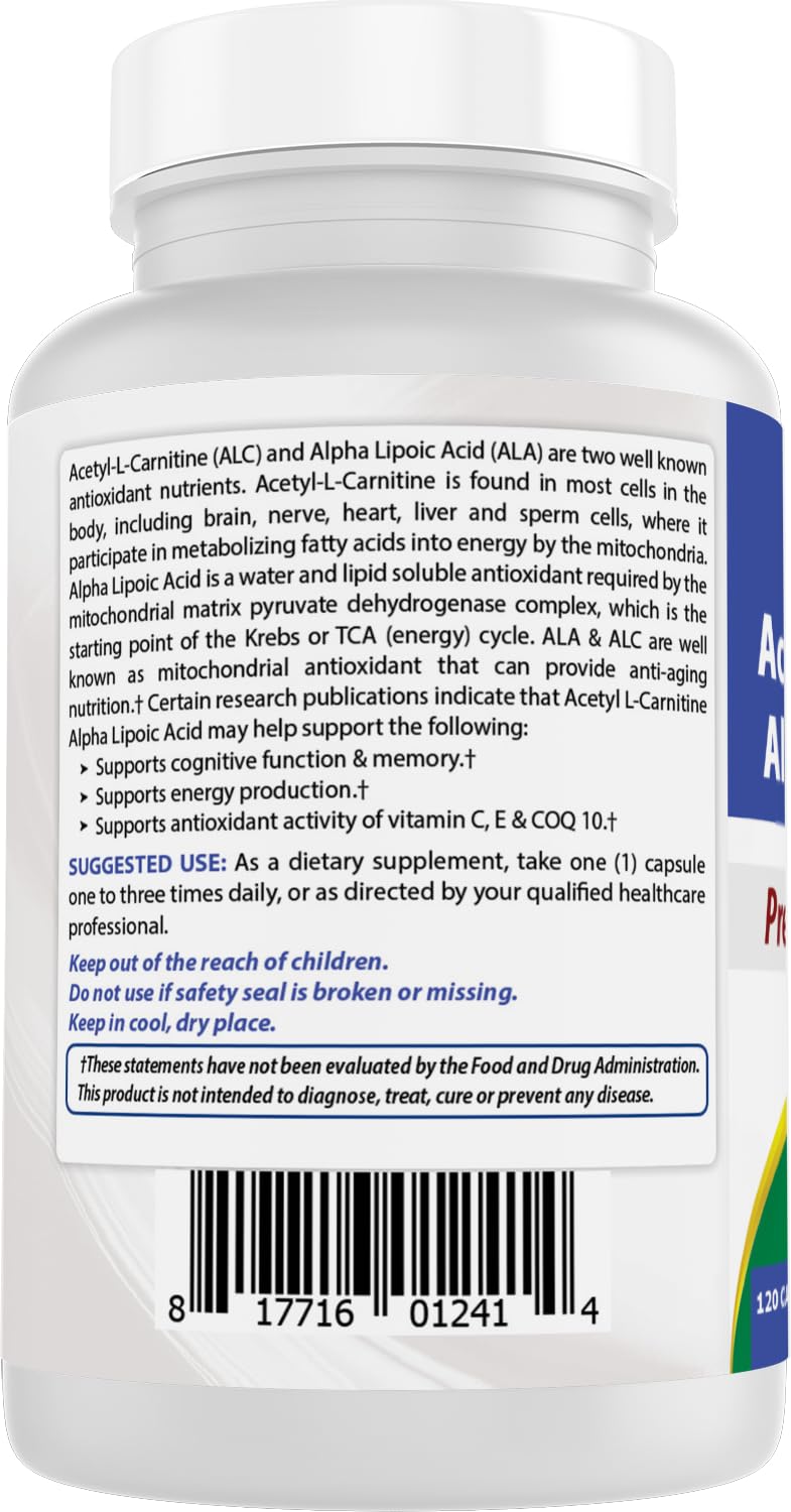 Best Naturals Acetyl L-Carnitine & Alpha Lipoic Acid 750 mg โ 360 Count (3 x 120)
