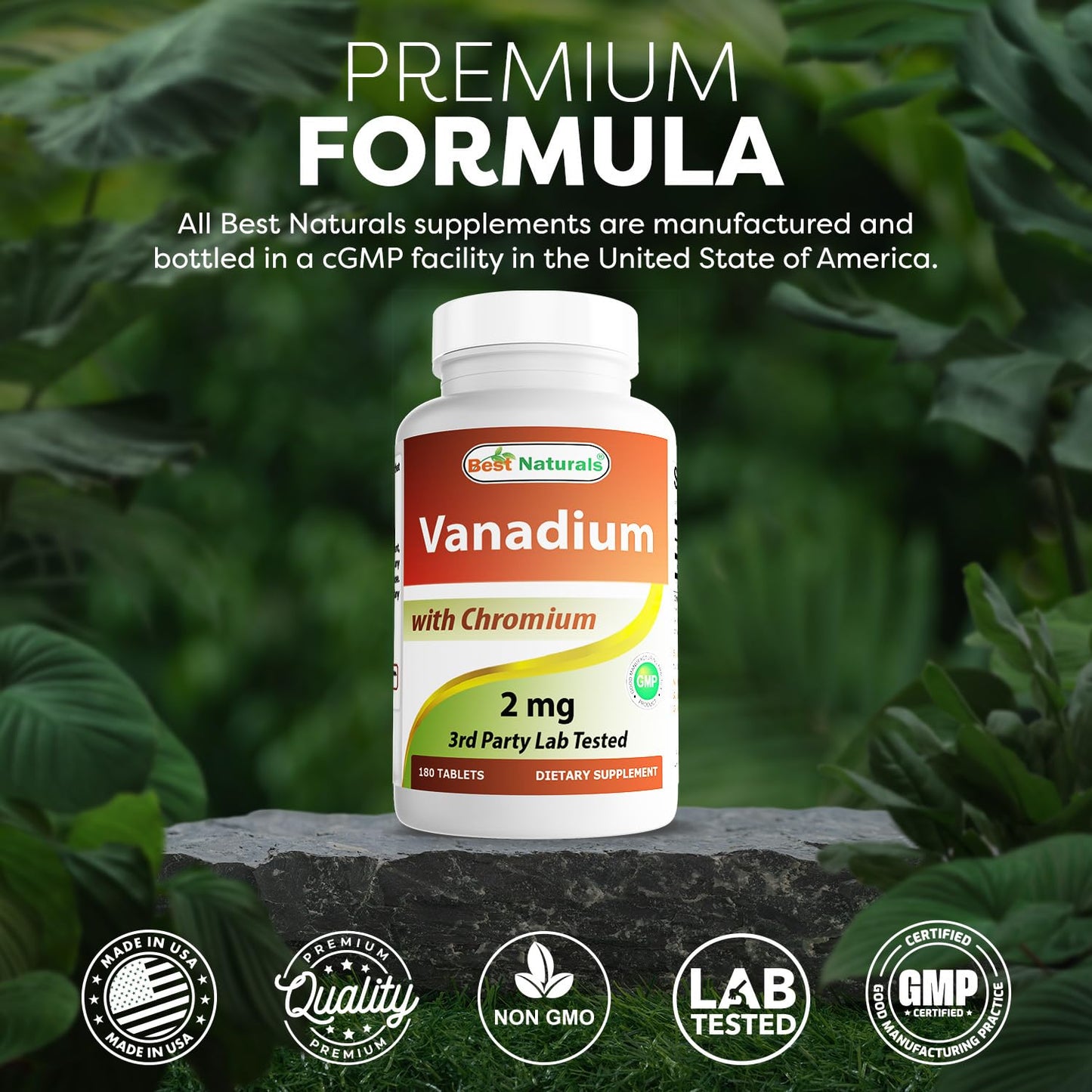Best Naturals Vanadium 2 mg with Chromium Polynicotinate 200 mcg โ 180 Tablets (Pack of 2)
