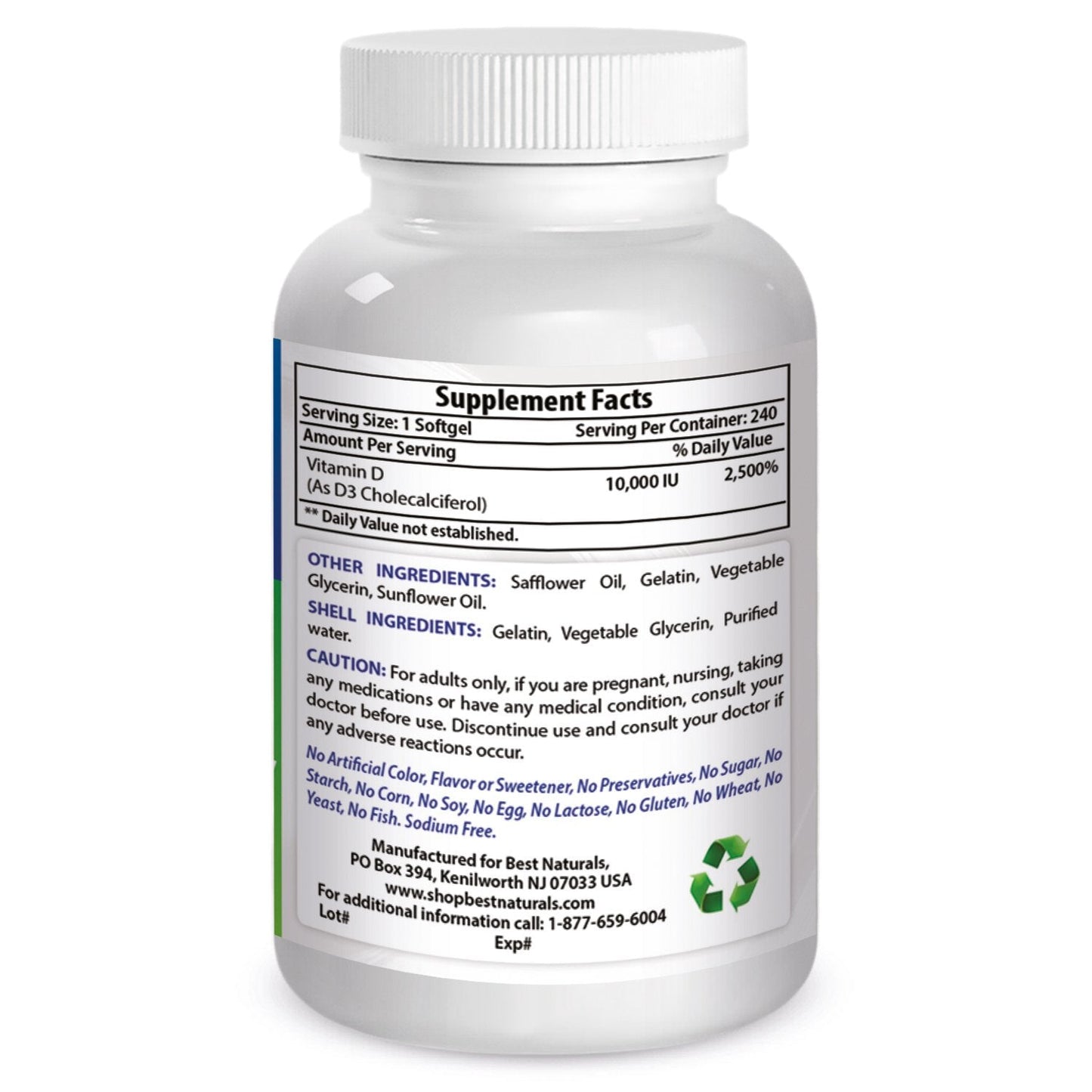 Best Naturals Vitamin D3 10000 IU Softgel โ 240 Count