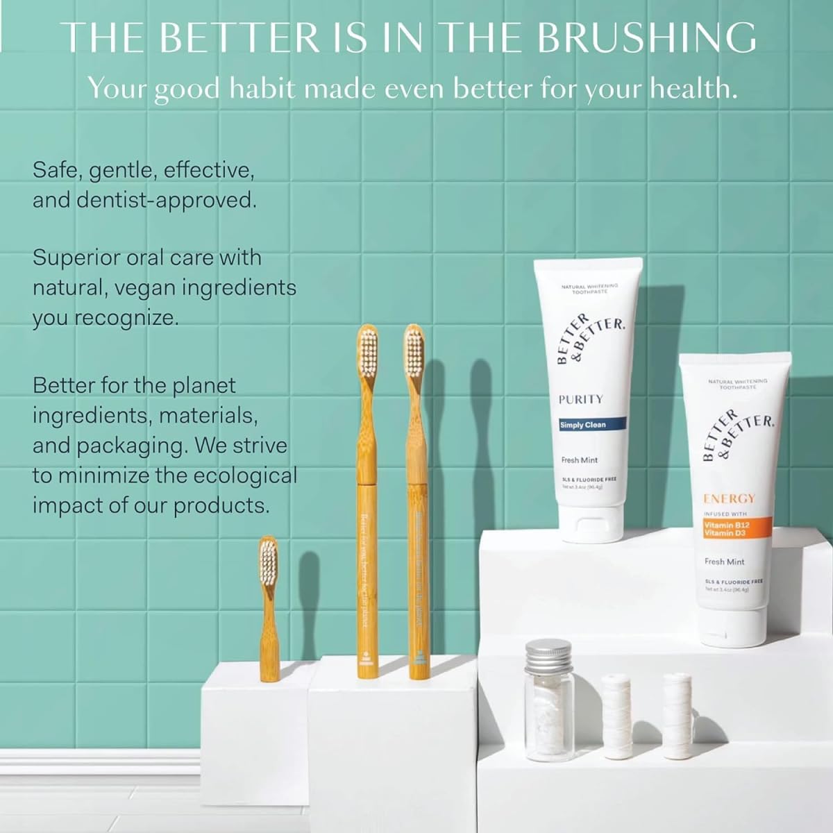 Better & Better Natural Floss in Refillable Glass Jar โ Vegan, Eco & Plastic-Free