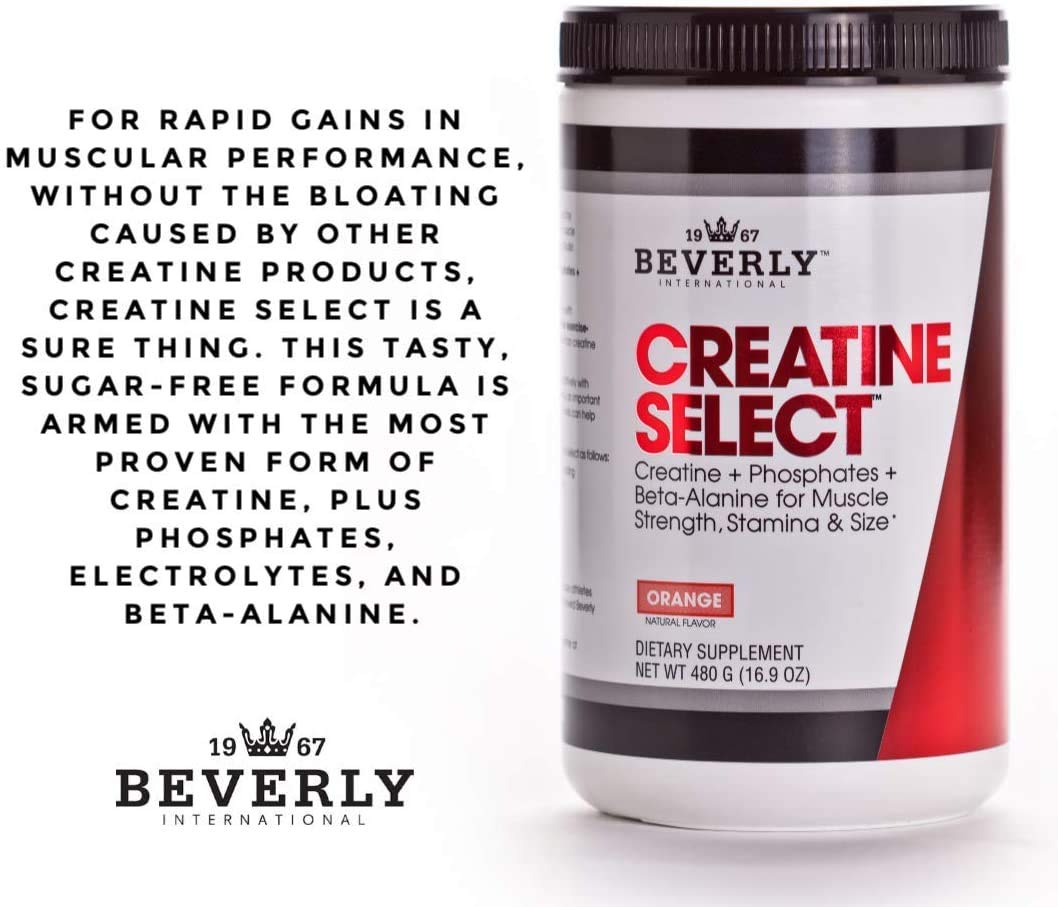 Beverly International Creatine Select with Phosphates β 40 Servings | Sugar-Free, Tang-Style Orange Flavor