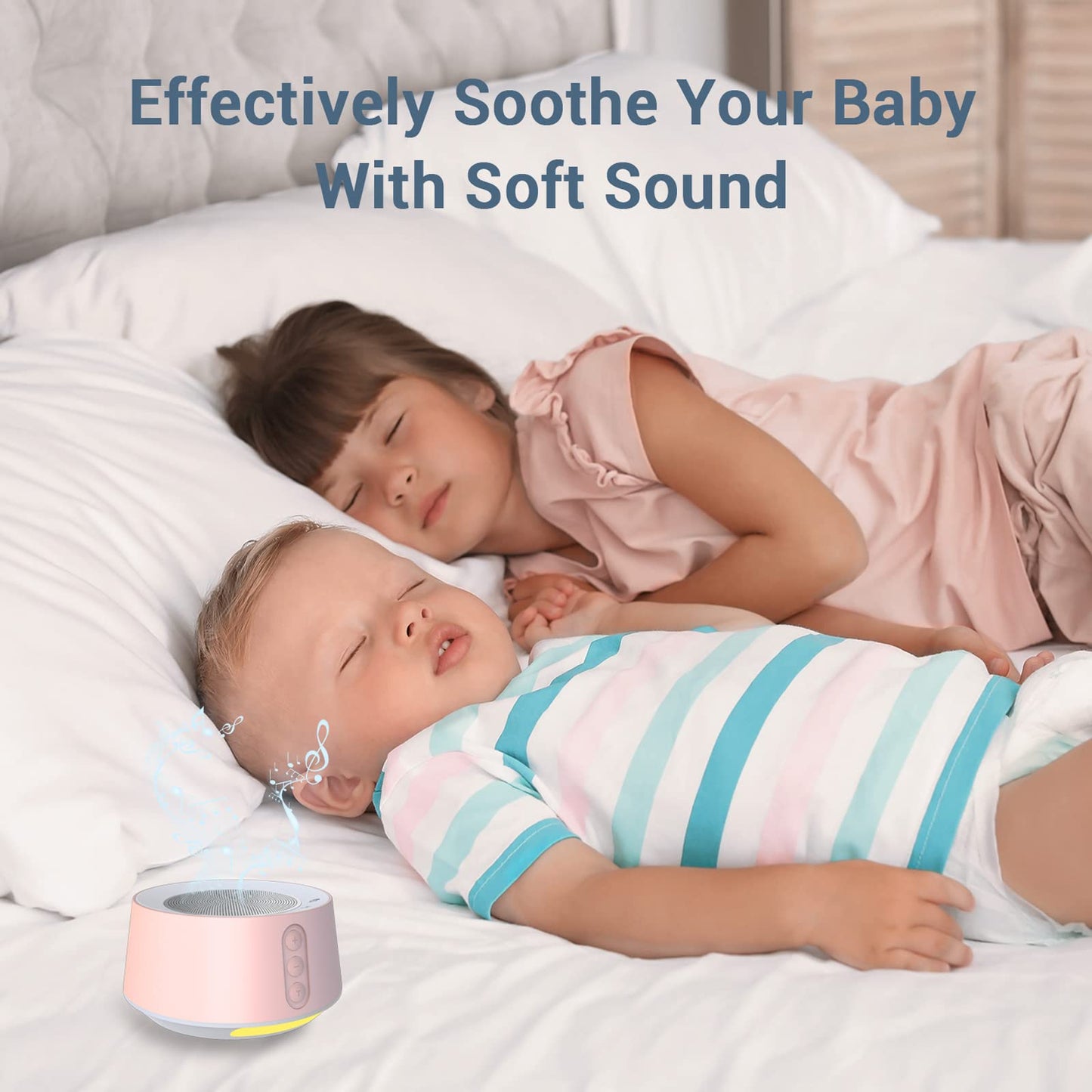 BGOVERSS White Noise Sound Machine with 20 Sounds, 10 Night Light Colors, 5 Timers & Memory β Pink