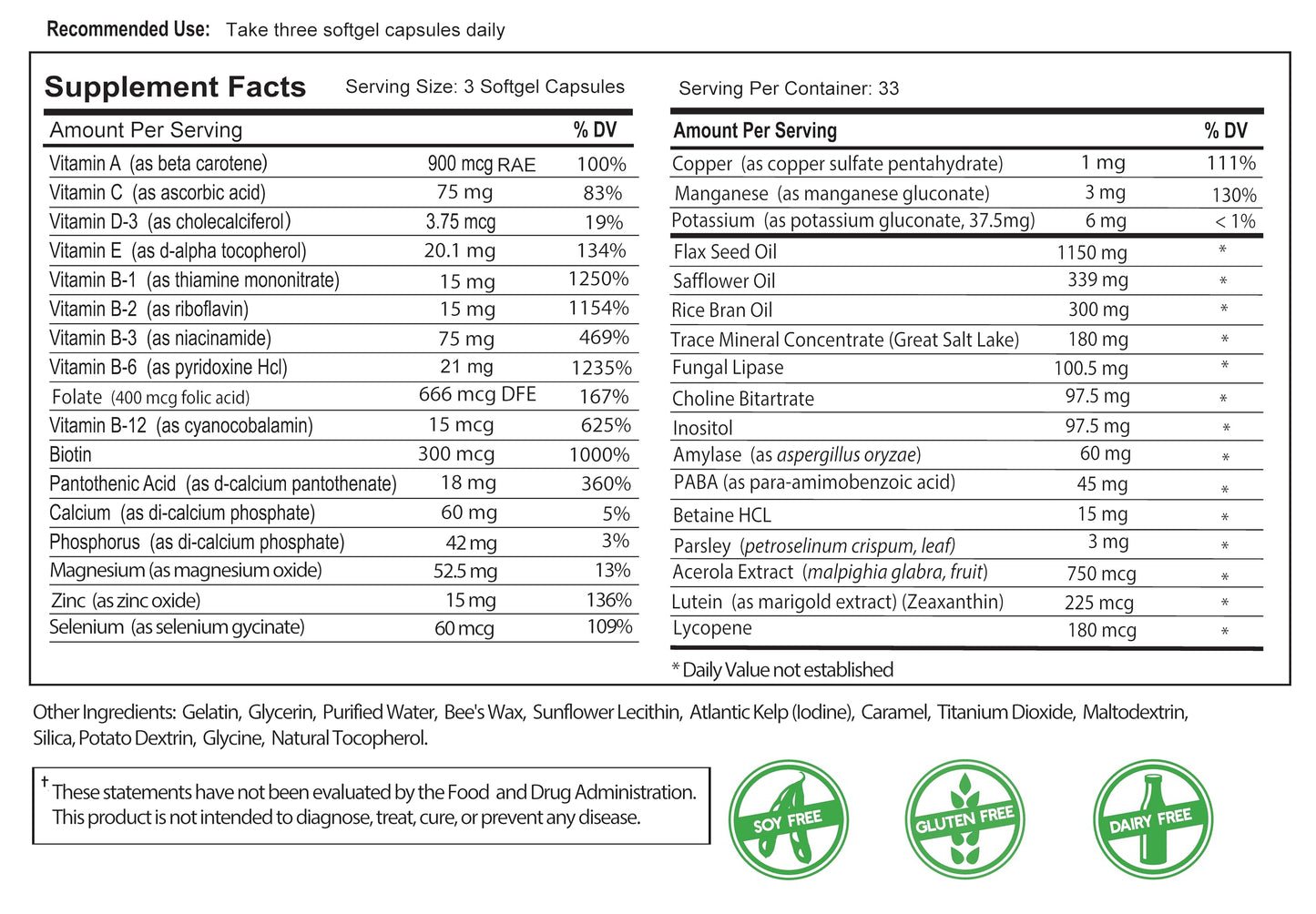 Bio-35 300ct Iron Gluten & Soy-Free โ Vitamin-Mineral Formula