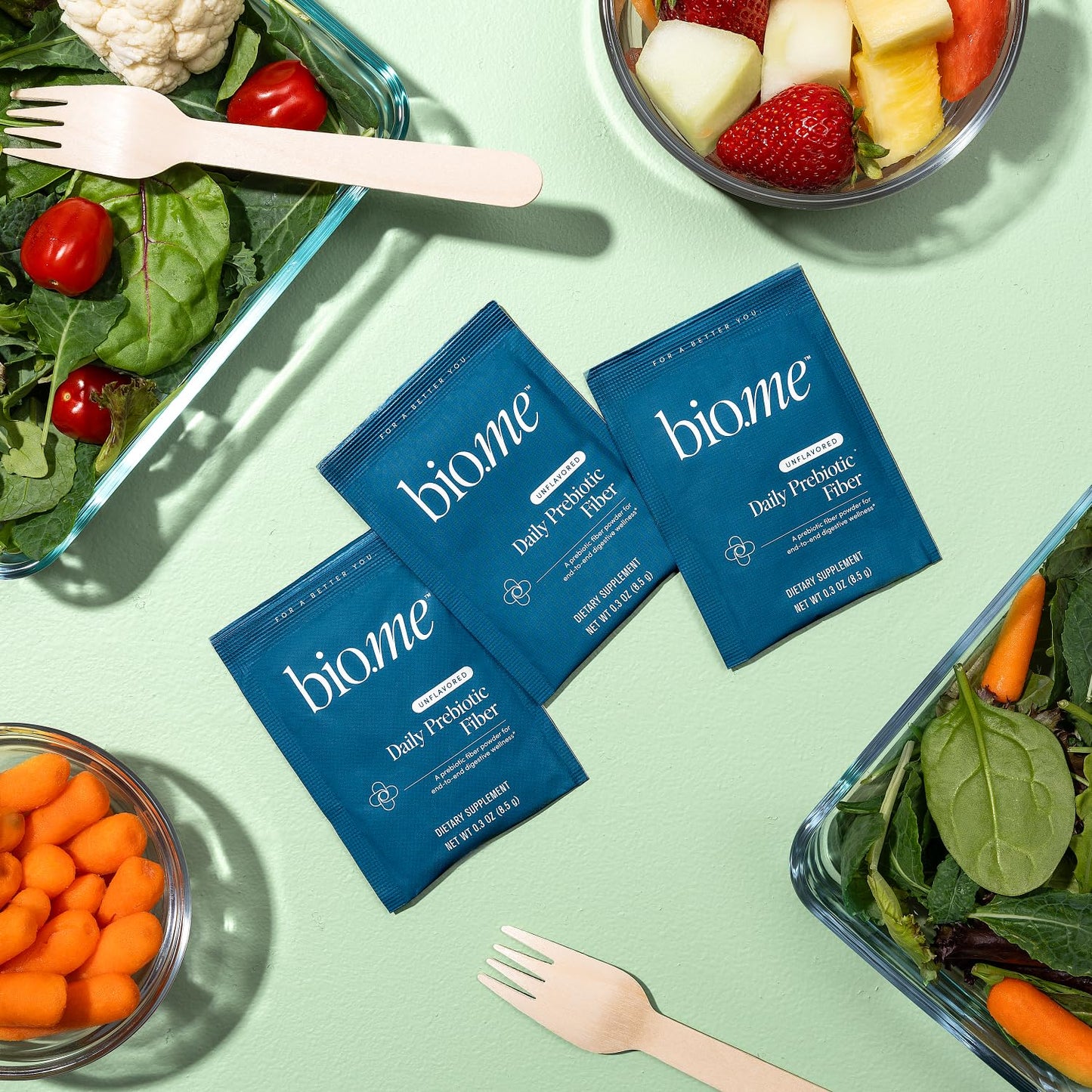 Bio.me Daily Prebiotic Fiber Powder Unflavored โ 20 Travel Packs, 7g per Serving