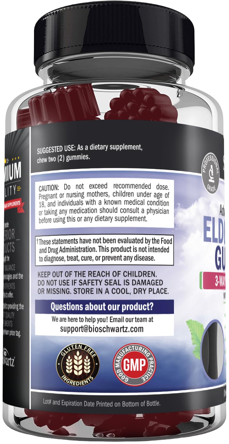 BioSchwartz Elderberry Gummies with Zinc & Vitamin C โ Immune Support for Adults & Kids | 60 Count