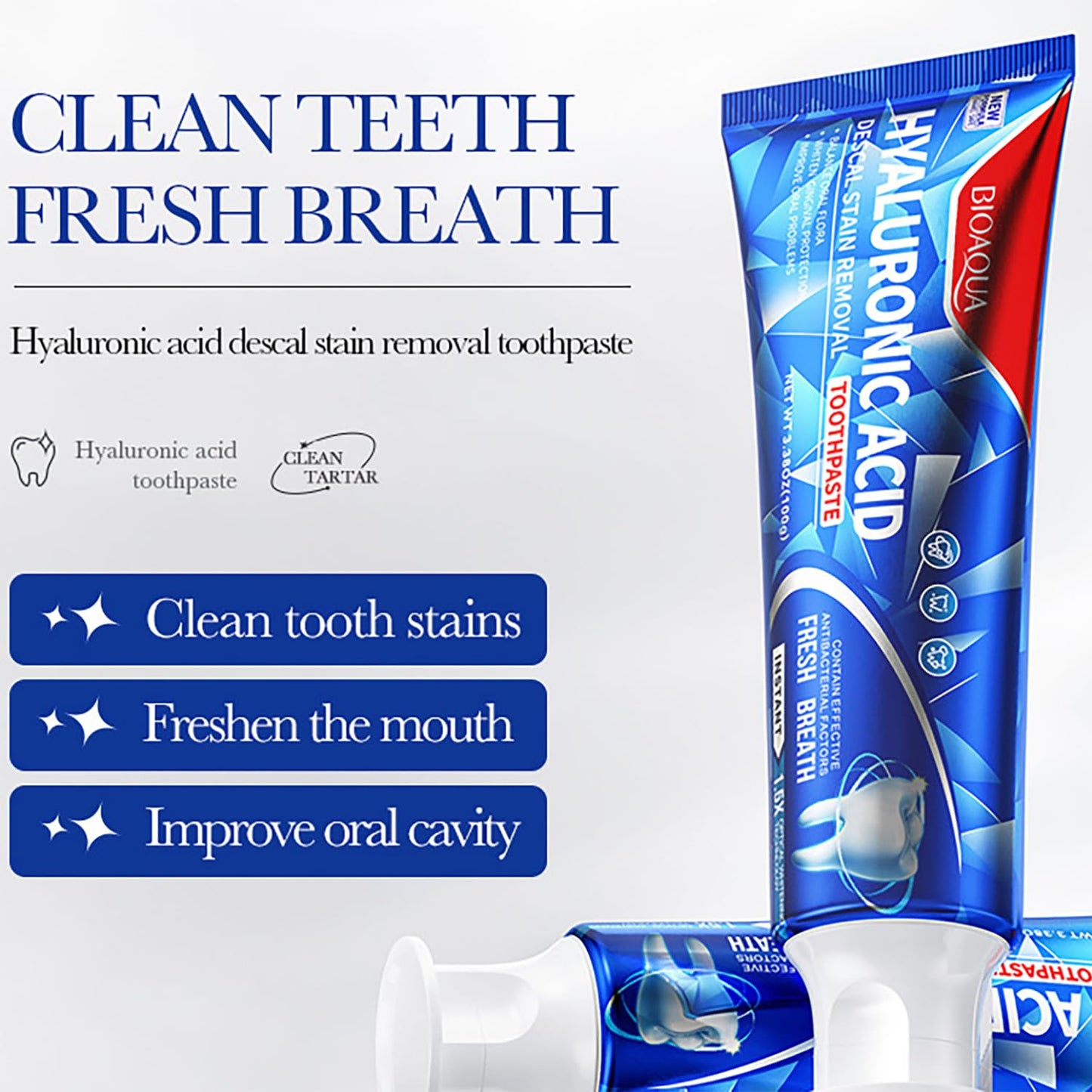 BIOAQUA 1.5X Instant Whitening Toothpaste โ Fresh Breath, Gingival Protection 100g