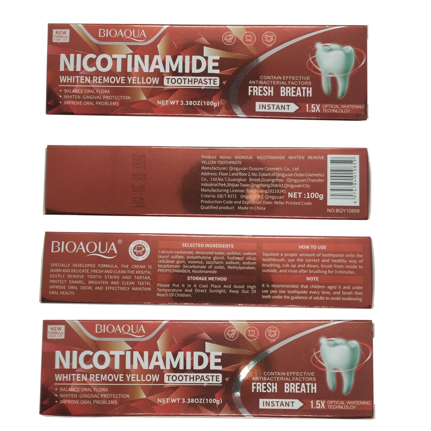 BIOAQUA 1.5X Instant Whitening Toothpaste โ Balance Oral Flora, Fresh Breath 100g