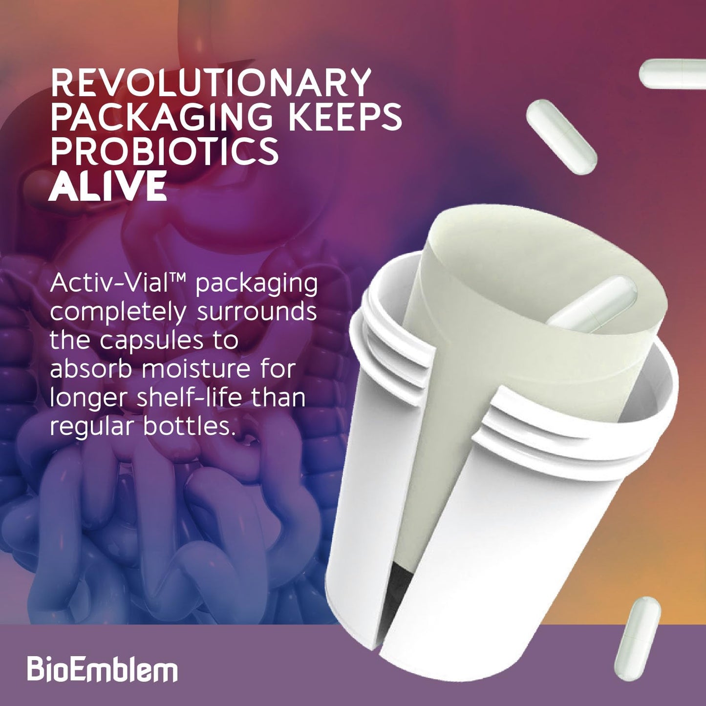 BioEmblem Probiotics 55B CFU โ 11 Strains | Prebiotics & Postbiotics | Non-GMO 45 Capsules