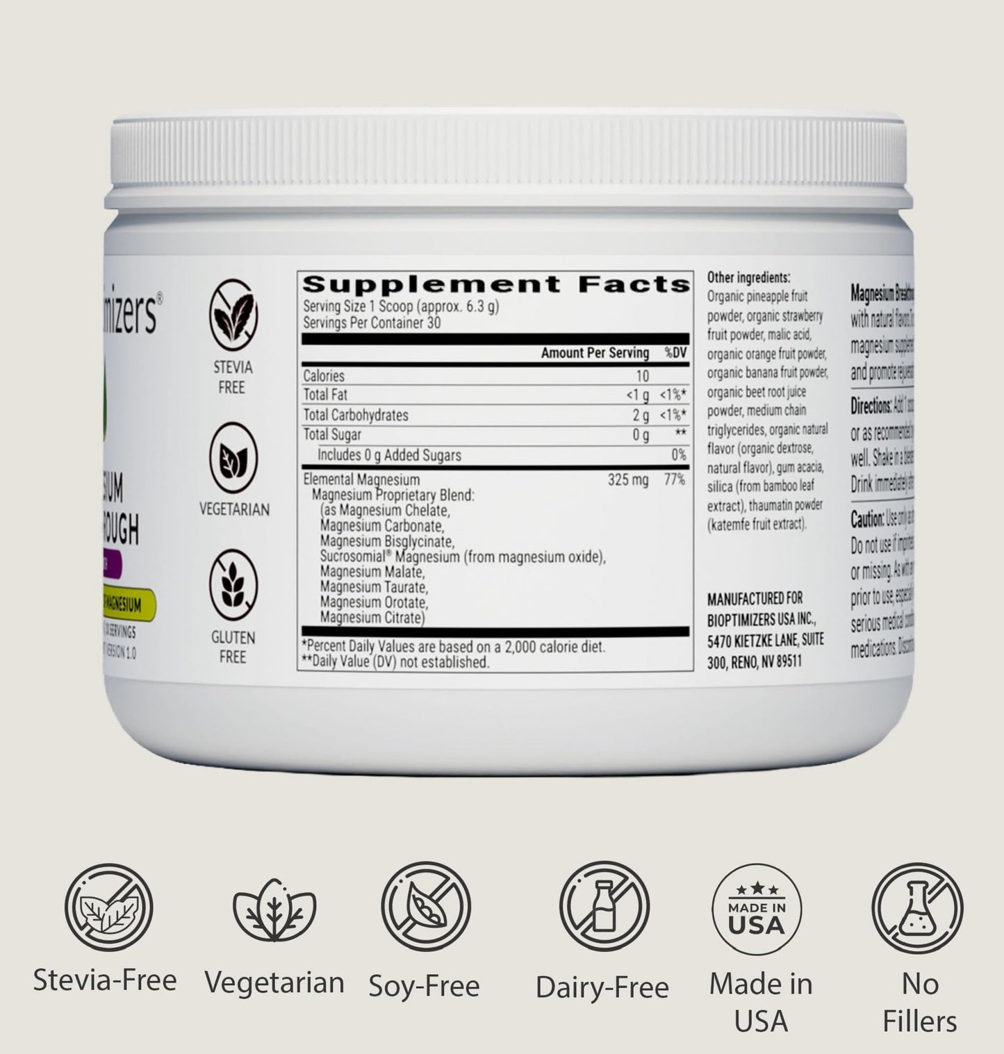 BIOptimizers Magnesium Breakthrough Drink โ 8 Magnesium Forms, Electrolytes, Sleep Support & Recovery