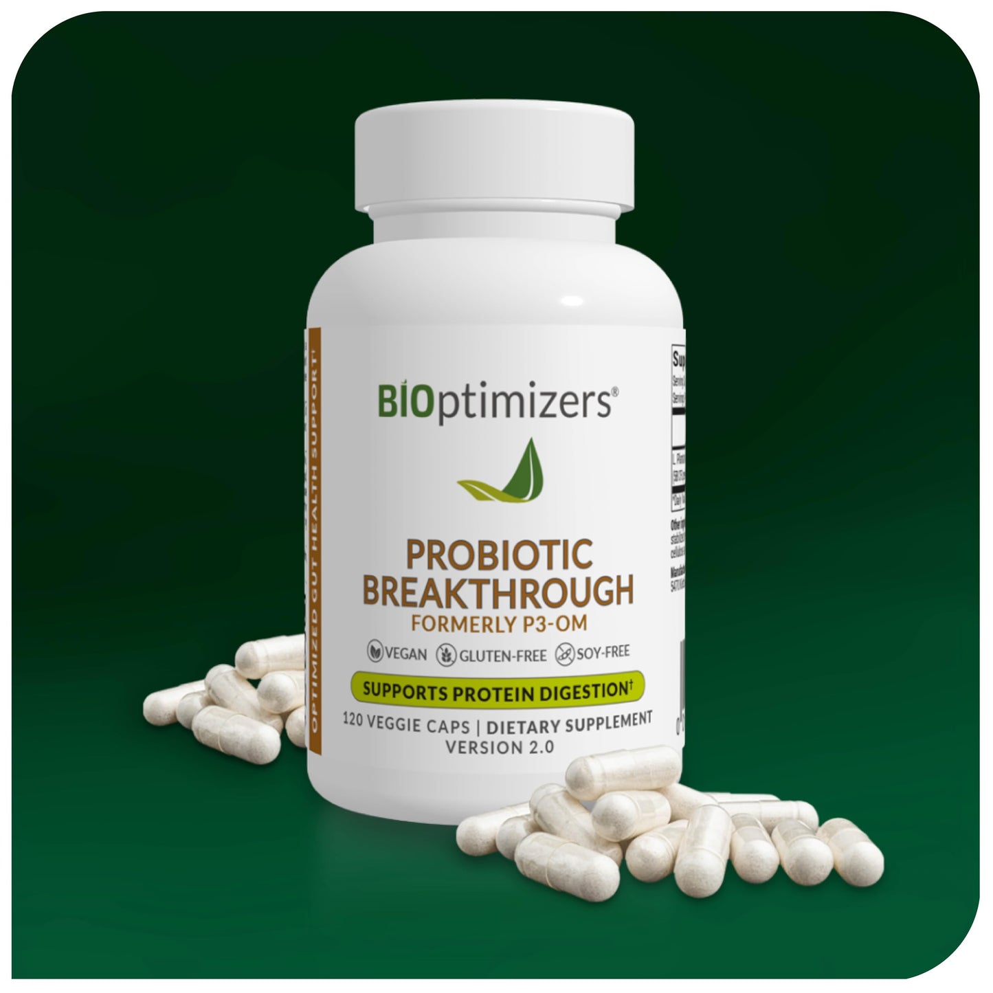 BIOptimizers Probiotic Breakthrough β Lactobacillus Plantarum OM Probiotics & Prebiotics for Gut Health, Digestion & Immunity β 120 Vegan Capsules