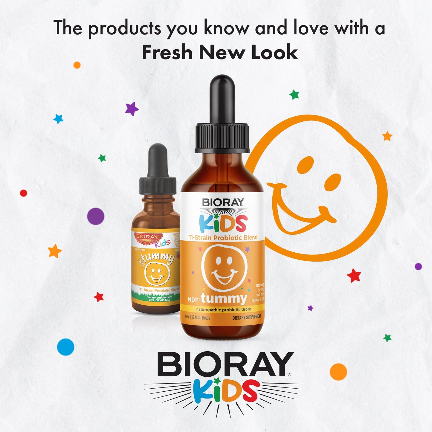 BIORAY Kids NDF Tummy Raspberry β 11-Strain Probiotic, 4 fl oz, Immune Support in GI Tract, Non-GMO, Vegan, Gluten Free