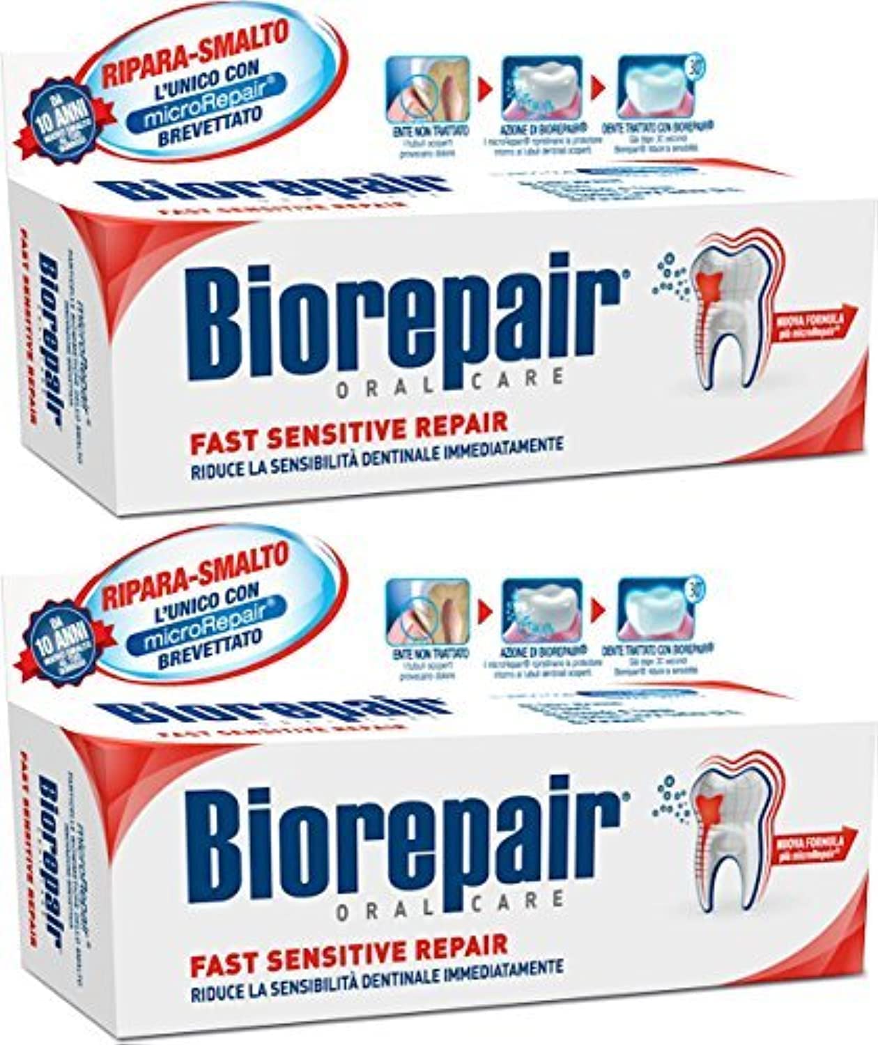 Biorepair Enamel Repair Toothpaste with microRepair โ 2x75ml, Fluoride-Free