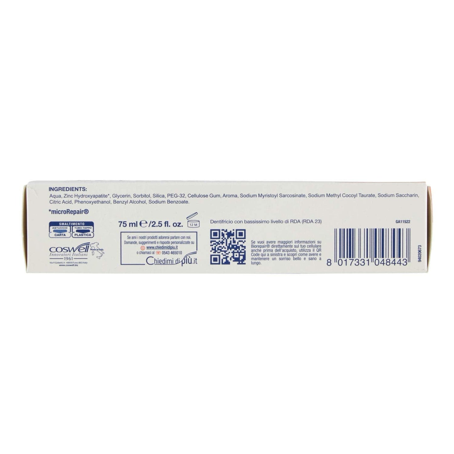 Biorepair Fast Sensitive Repair Toothpaste with microRepair โ New Formula โ 75ml (Italian Import)