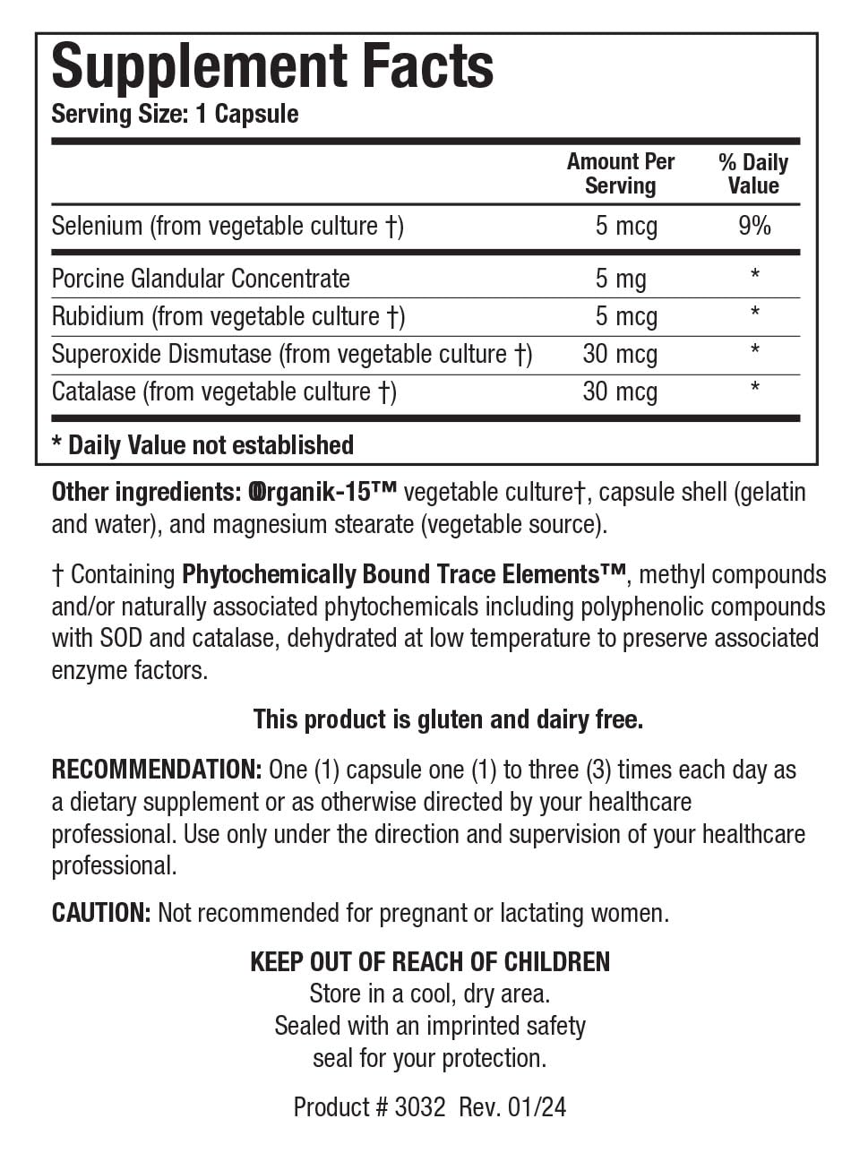 Biotics GTA β Selenium & Rubidium Endocrine Support for Hormone Balance, 90 Capsules