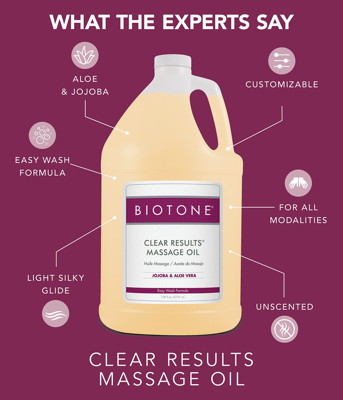 Biotone Clear Results Oil, 128 Ounce | Premium Massage Oil