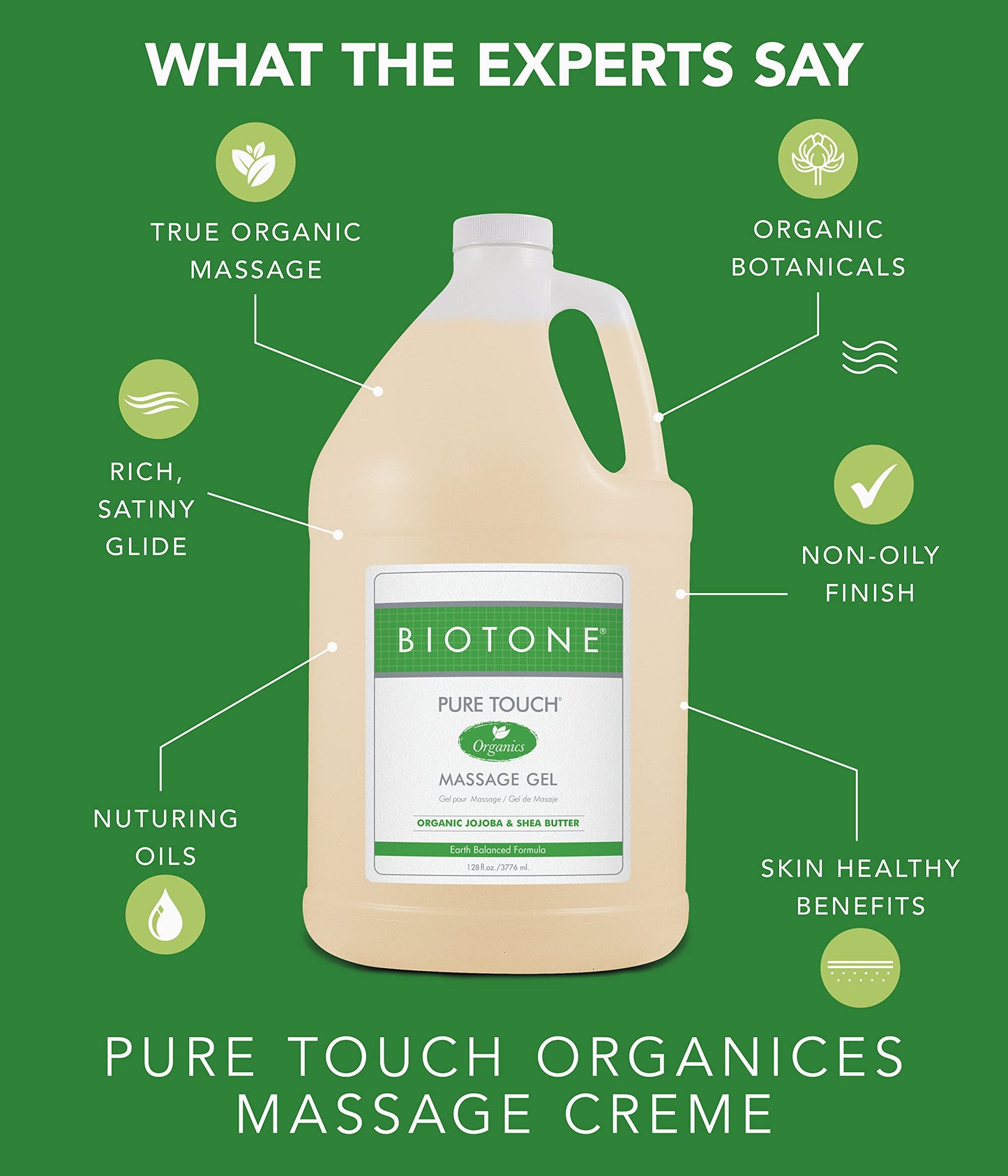 Biotone Pure Touch Organic Massage Gel โ 128 oz | Hypoallergenic & Unscented