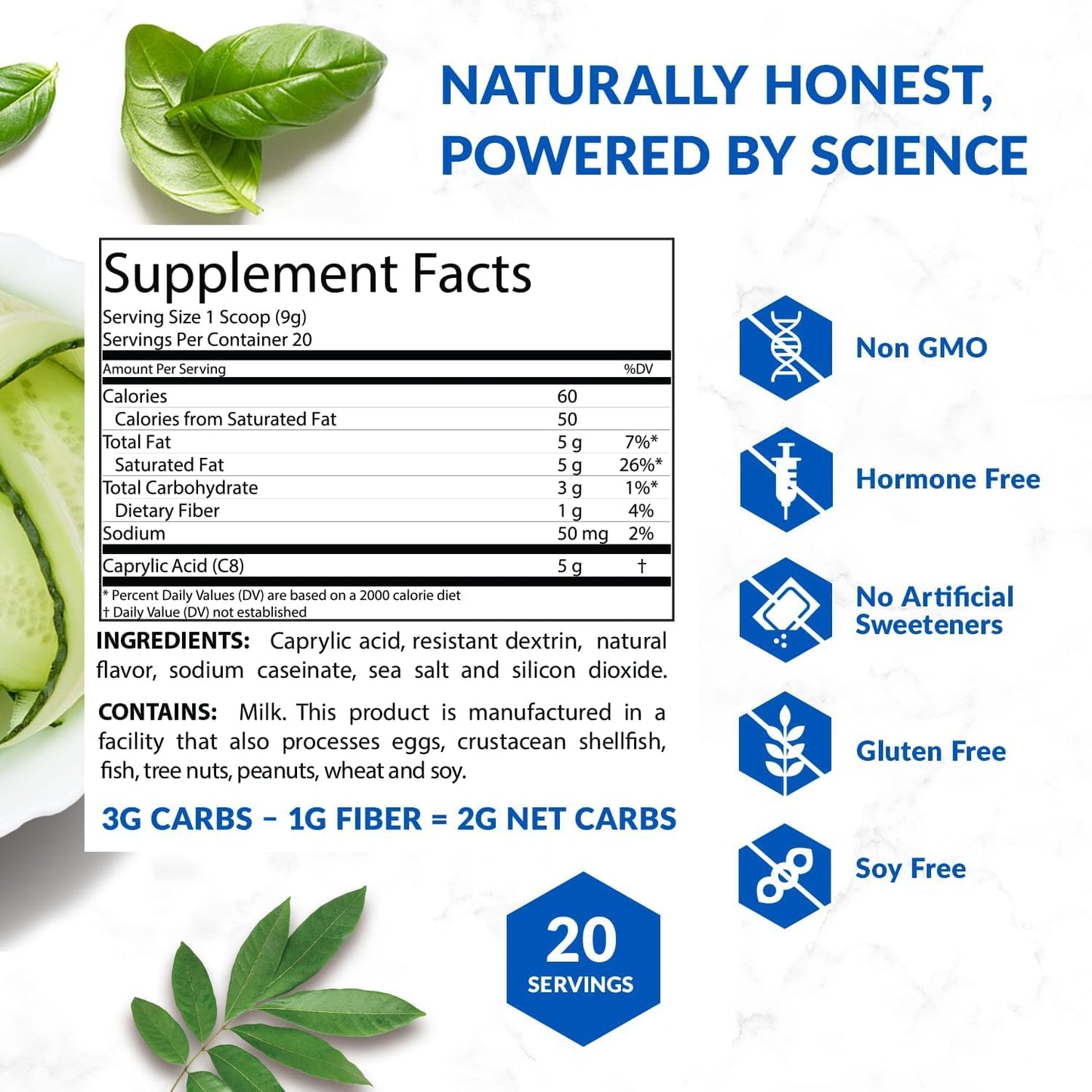 BioTrust Keto Elevate β C8 MCT Powder for Keto Coffee Creamer (5 g C8 per Serving)