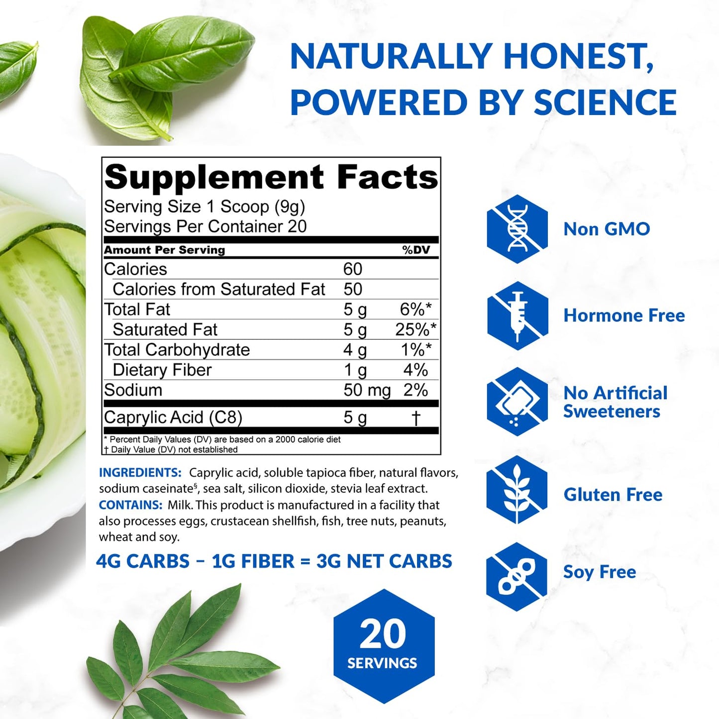 BioTrust Keto Elevate C8 MCT Oil Powder โ French Vanilla, 20 Servings โ Non-GMO, USA-Made