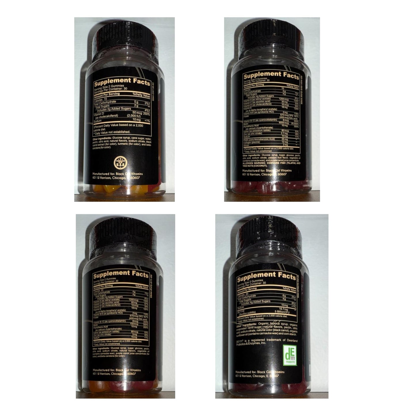Black Girl Vitamins Complete Wellness Essentials β 30-Day Bundle with D3 Gummies, Probiotics, Hair-Skin-Nails & Sea Moss