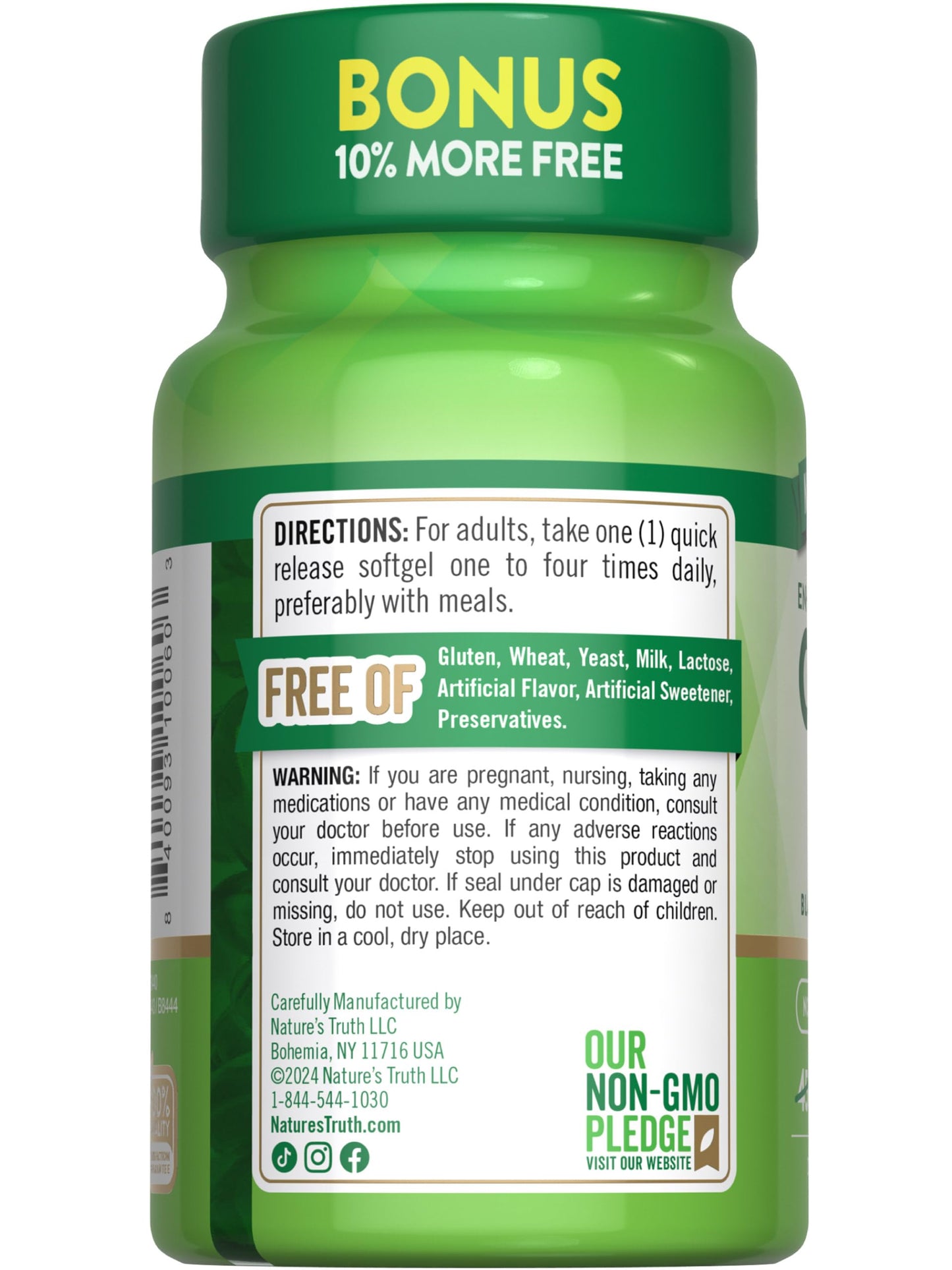 Nature's Truth CoQ10 100mg Softgels with Black Pepper β Non-GMO & Gluten Free