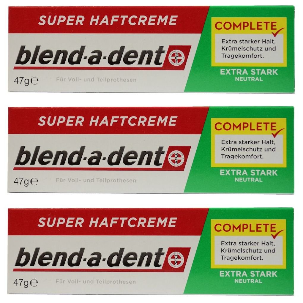 Blend-A-Dent Extra Stark Neutral Green Denture Adhesive Cream 47g - 3 Pack