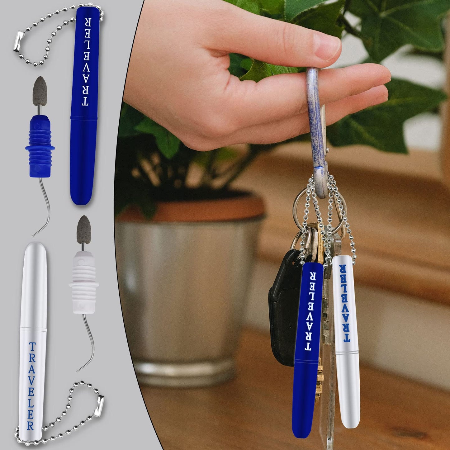 BLMHTWO 2 Pcs Metal Toothpick โ Travel Dental Picks with Keychain & Stand Box