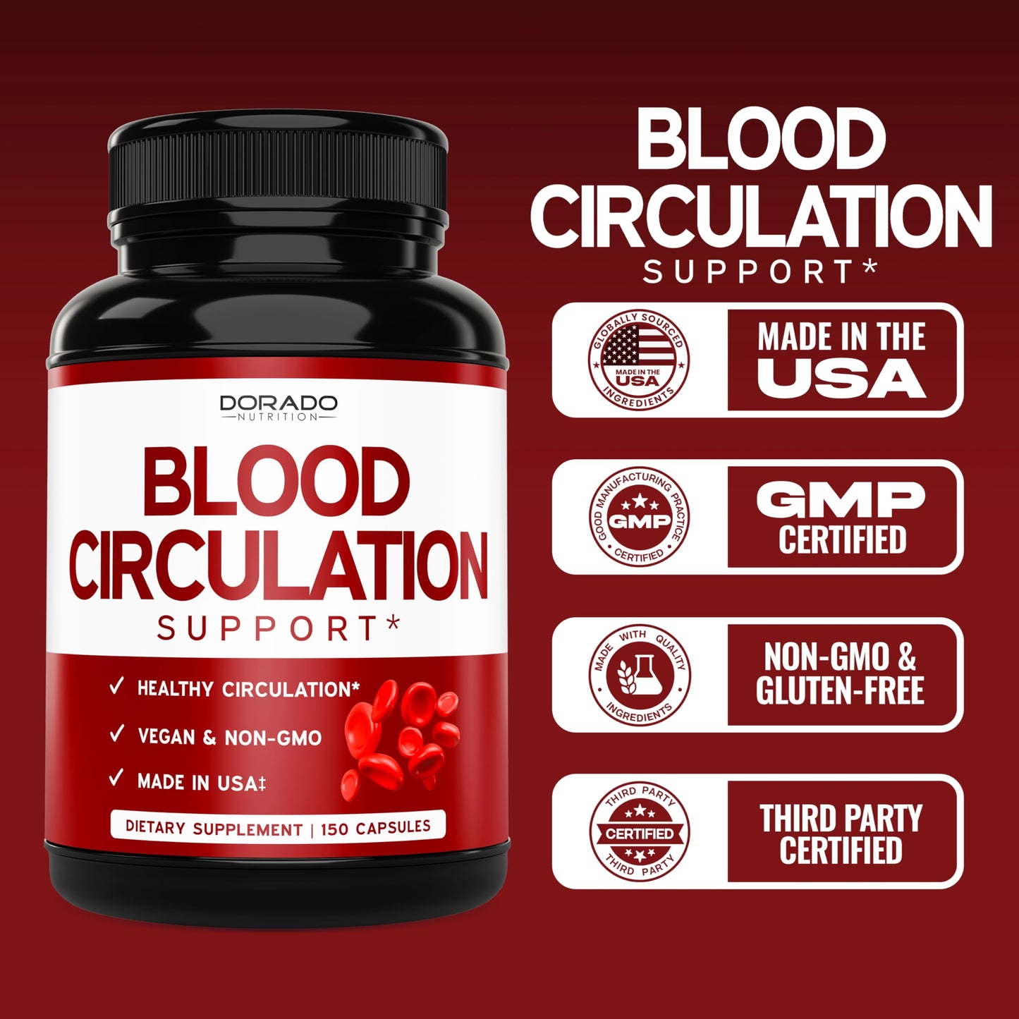 Blood Circulation Supplements with Diosmin & More β 150 Capsules | Vegan β’ Non-GMO β’ USA Made