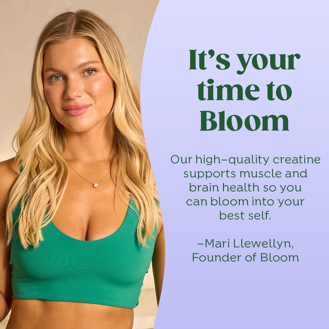 Bloom Nutrition Creatine Monohydrate Powder โ 5g Micronized, Raspberry Lemon, Gluten Free
