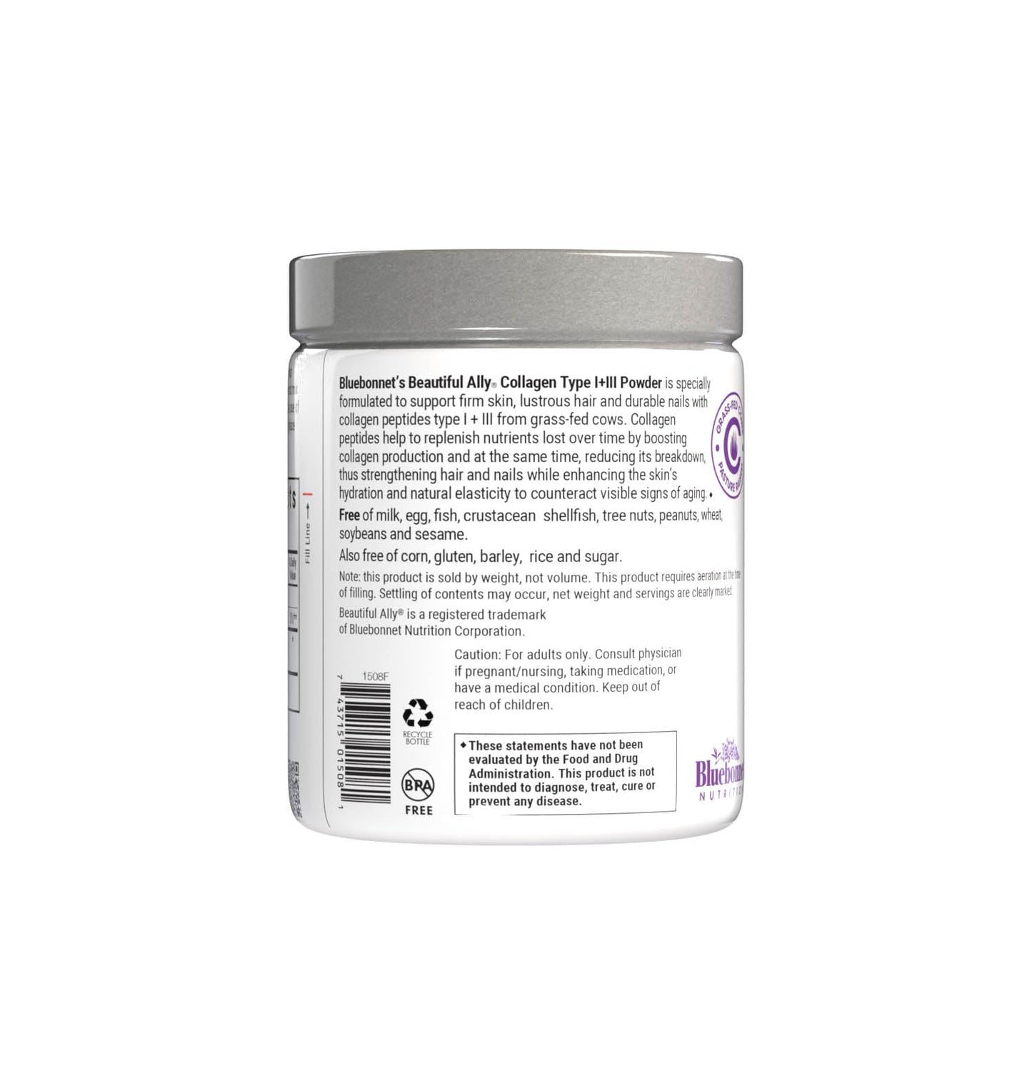 Bluebonnet Beautiful Ally Collagen Powder โ Grass-Fed Type I & III, Unsweetened