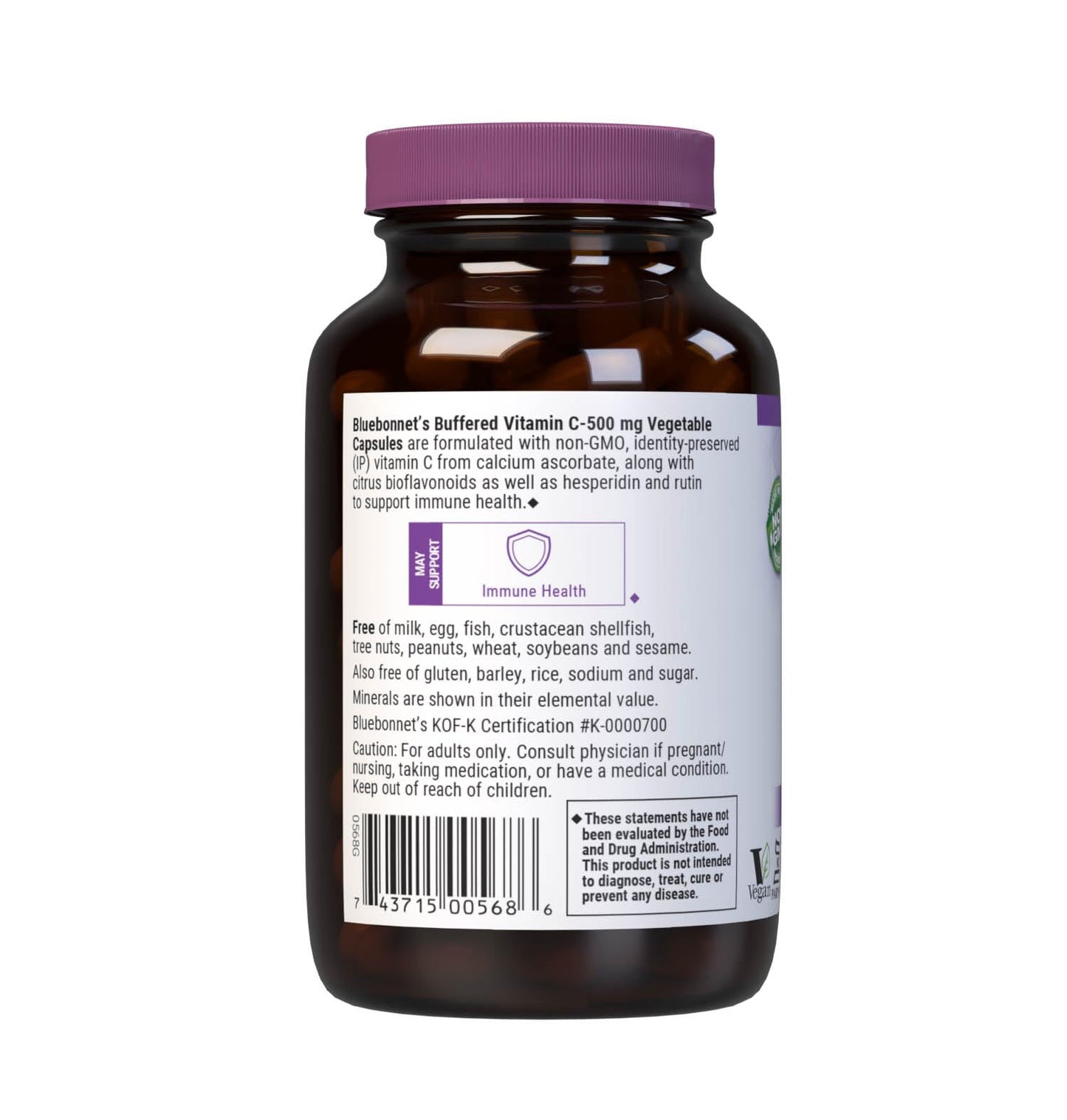 BlueBonnet Buffered Vitamin C 500mg โ Immune Support & Skin Health | Vegan, Non-GMO, 90 Caps