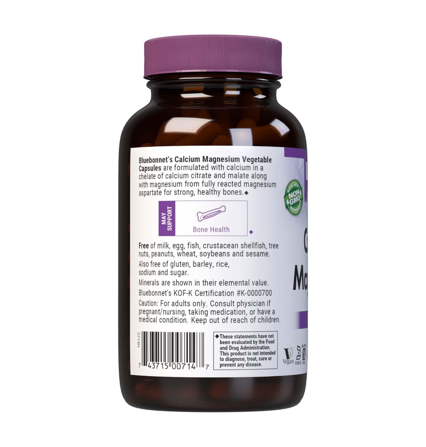 Bluebonnet Calcium & Magnesium โ Bone Health, Soy-Free & Gluten-Free | 180 Veg Capsules