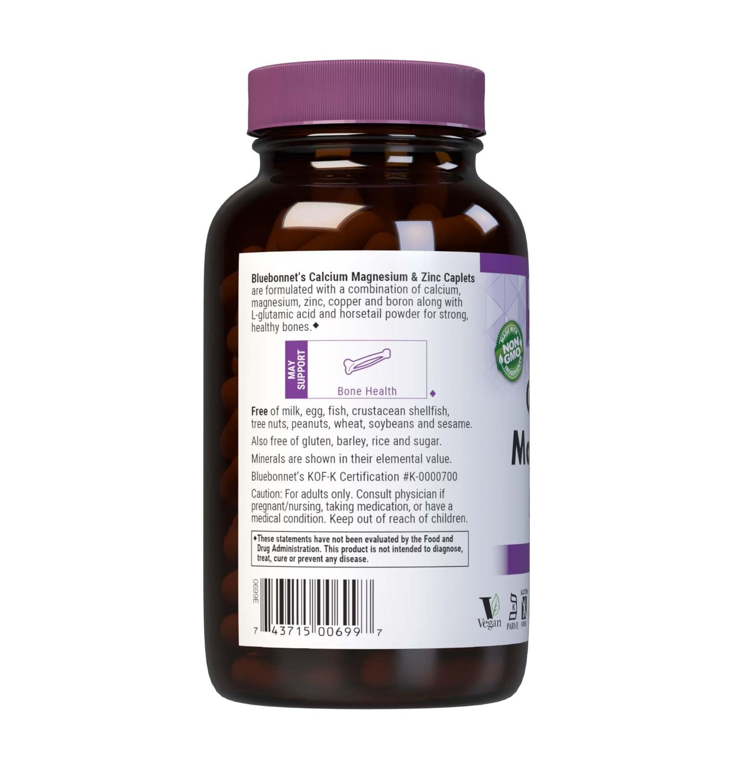 Bluebonnet Calcium Magnesium Zinc Caplets โ 180 Count | Bone Health Support