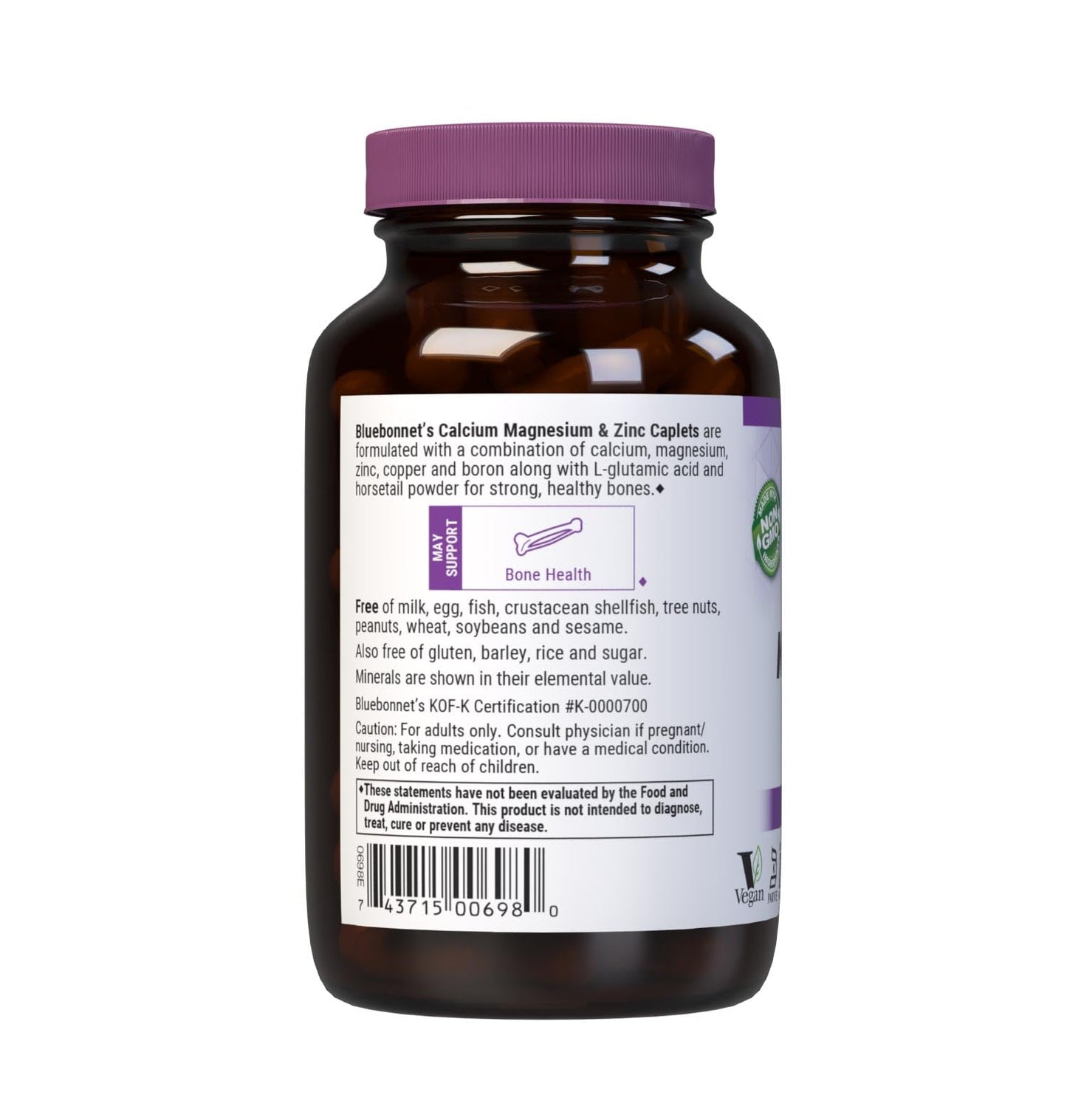 BlueBonnet Calcium Magnesium Zinc Caplets โ 90 Count | Bone Health