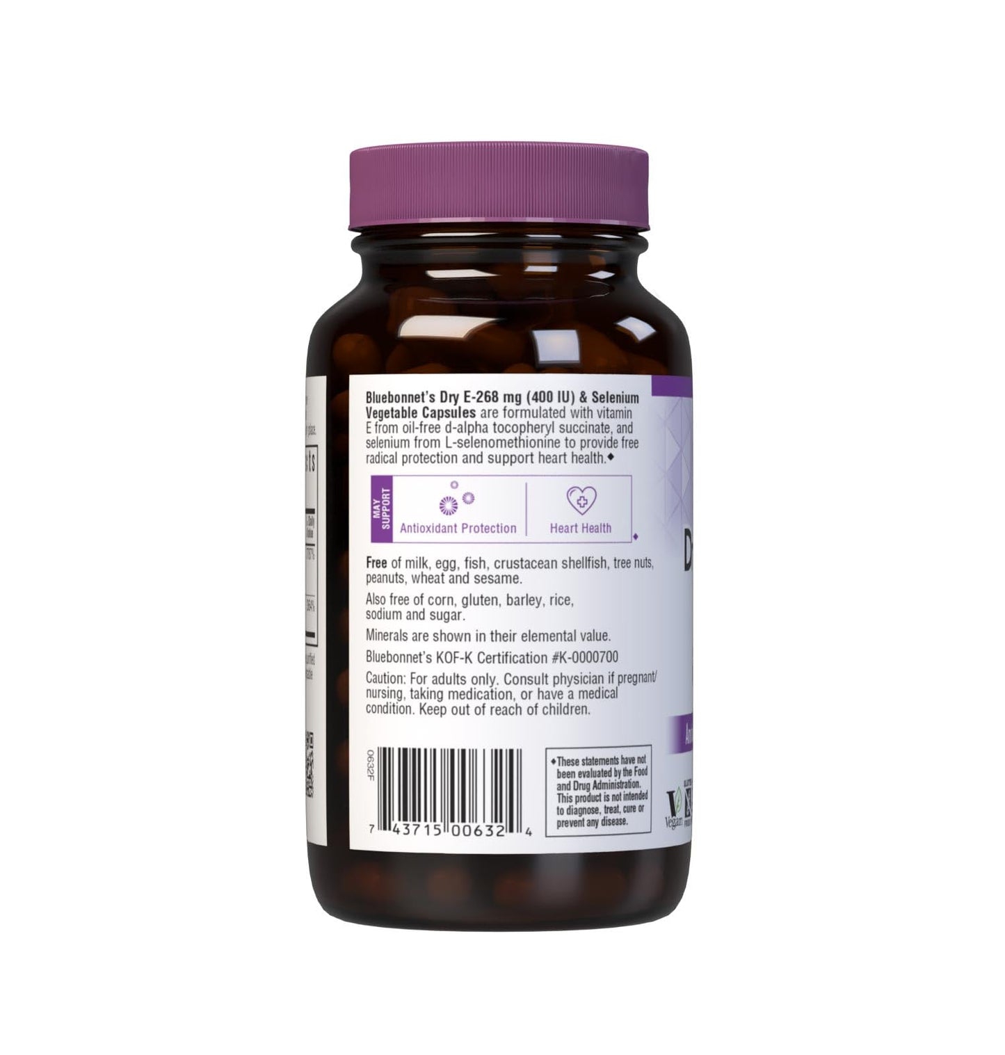 BlueBonnet Dry E-400 IU Plus Selenium Vegetarian Capsules 120 Count โ White