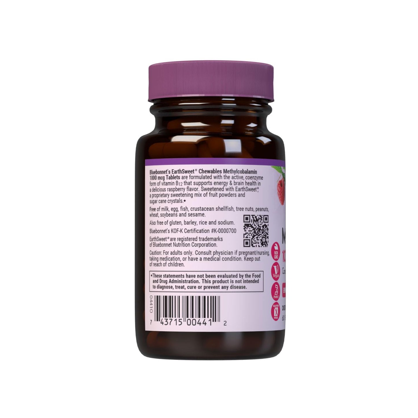 BlueBonnet EarthSweet Methylcobalamin 1,000 mcg โ Vegan B12 for Energy & Metabolism