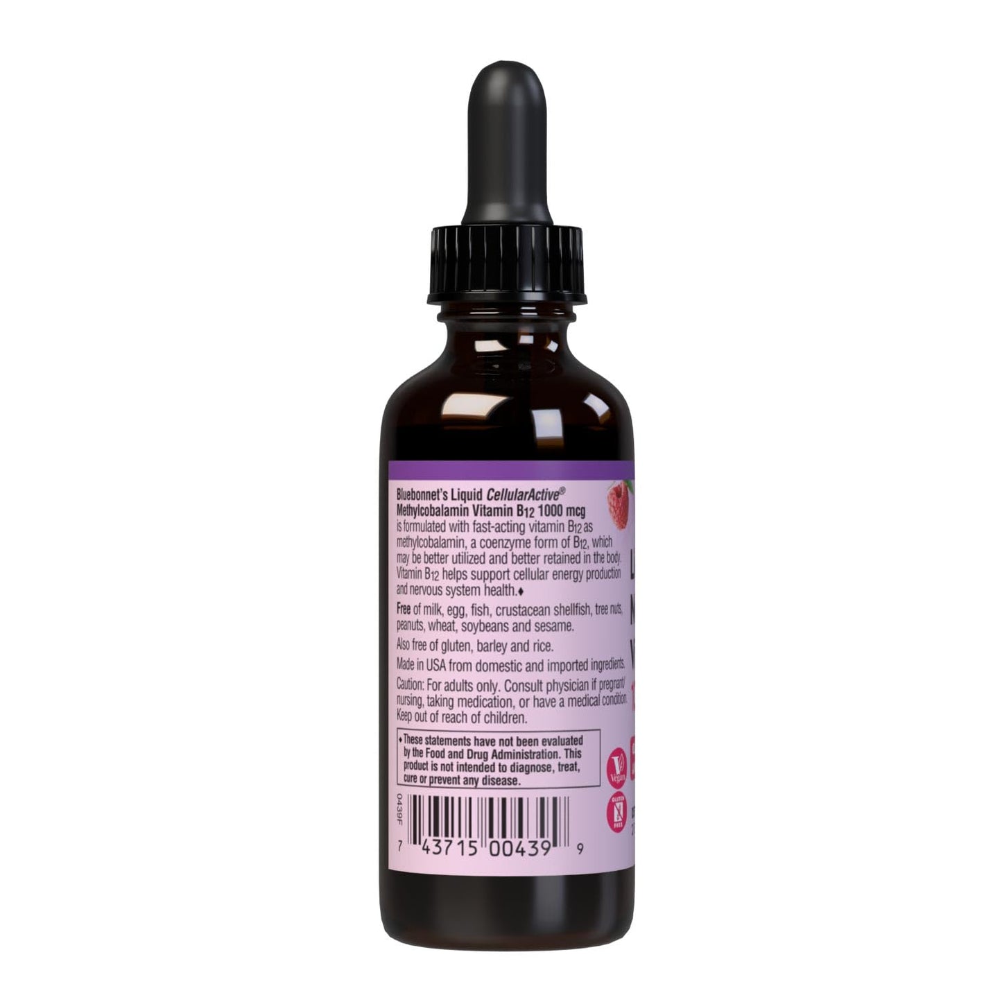 Bluebonnet Nutrition Liquid Methylcobalamin Vitamin B12 1000 mcg โ 59 Servings, Vegan, 2 oz