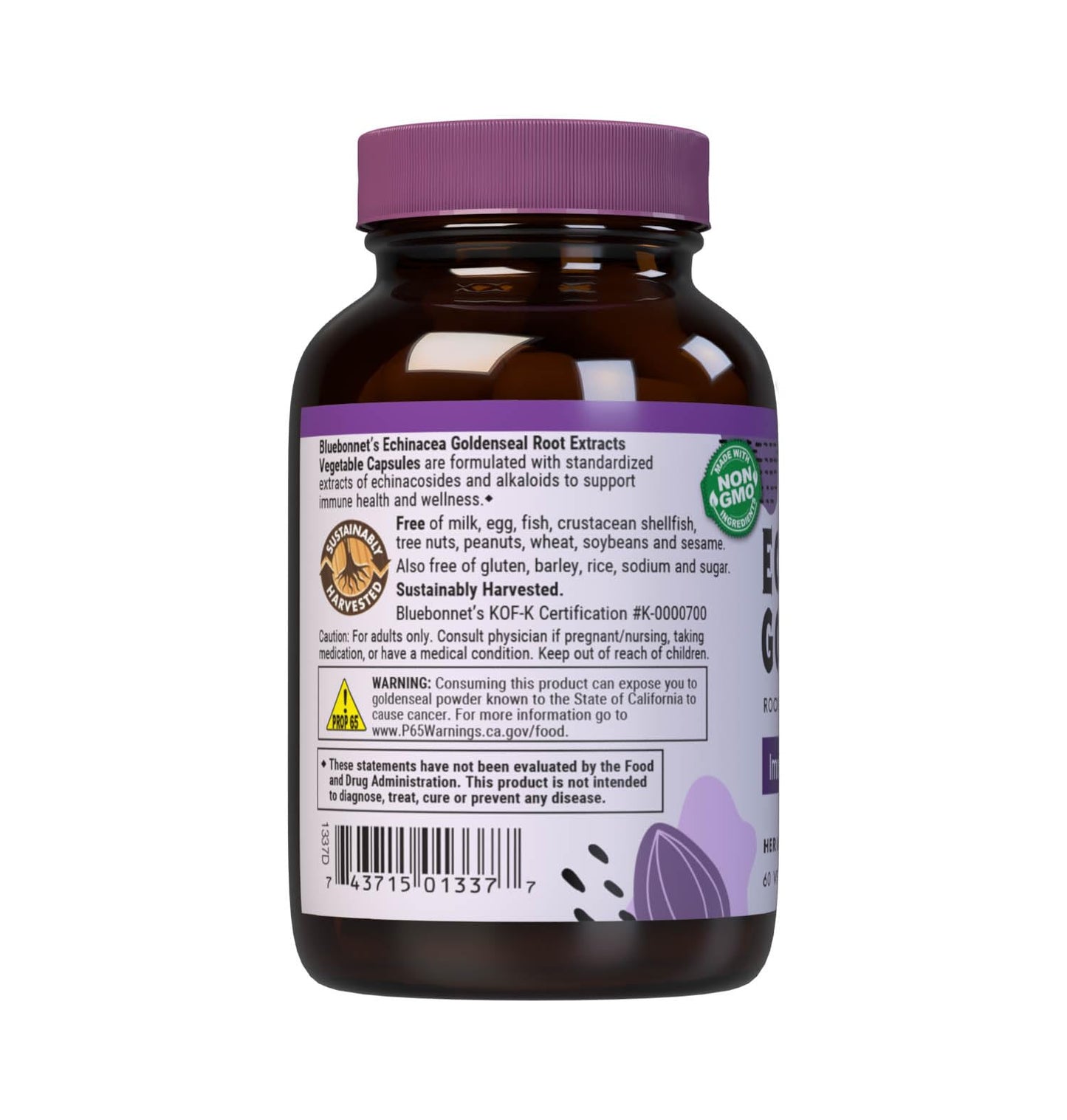 BlueBonnet Echinacea Goldenseal Root Extract Supplement โ 60 Count, Vegan Capsules