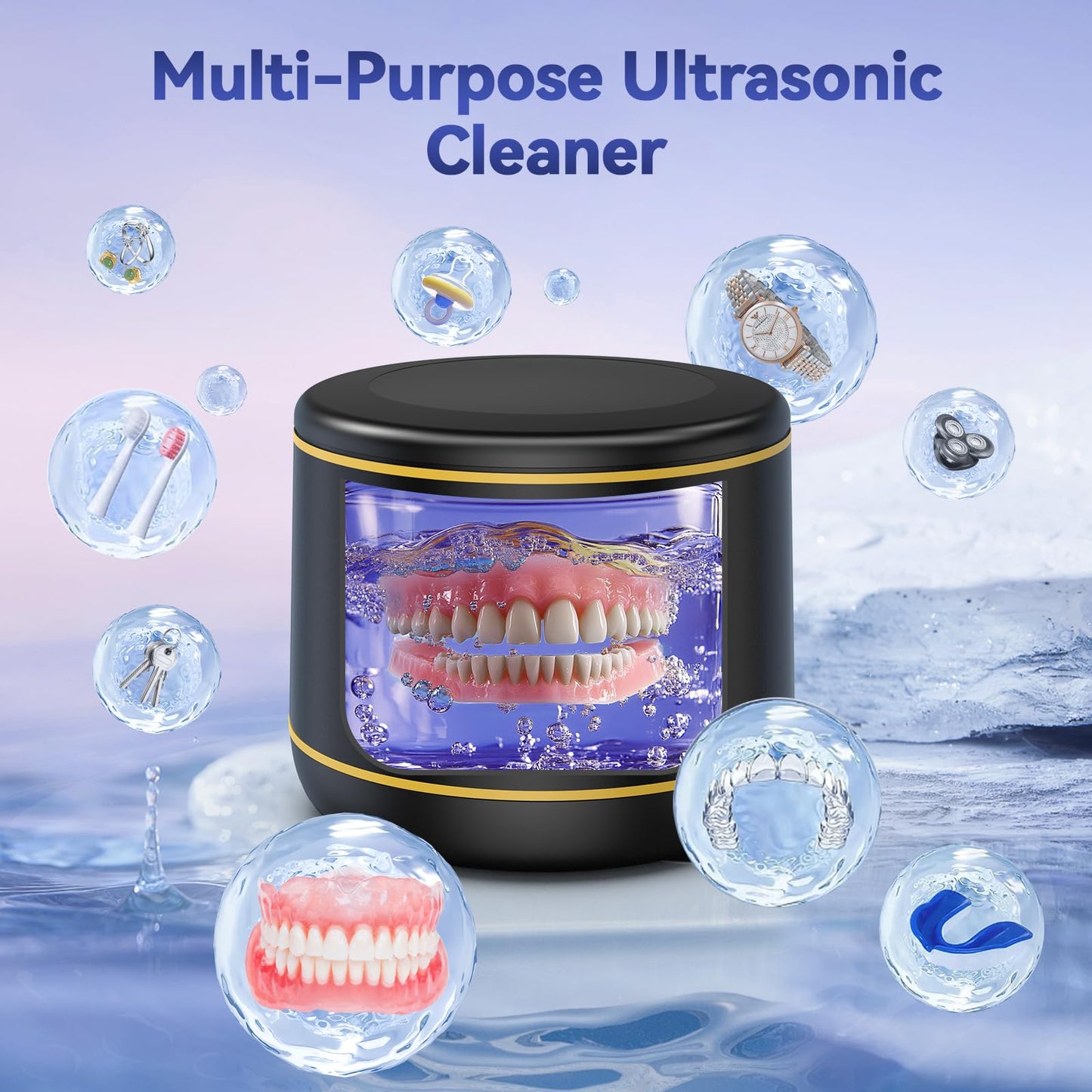 BlueFire Ultrasonic Retainer Cleaner 45kHz โ Dentures, Jewelry, Portable
