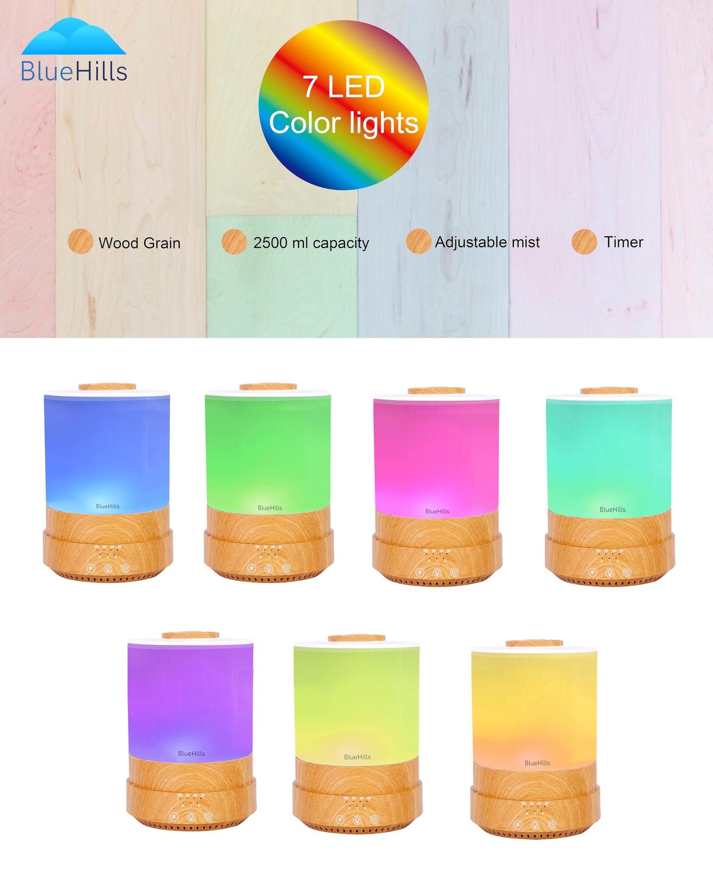 BlueHills Premium 2500ml XL Essential Oil Diffuser for Large Rooms โ Humidifier & Aromatherapy