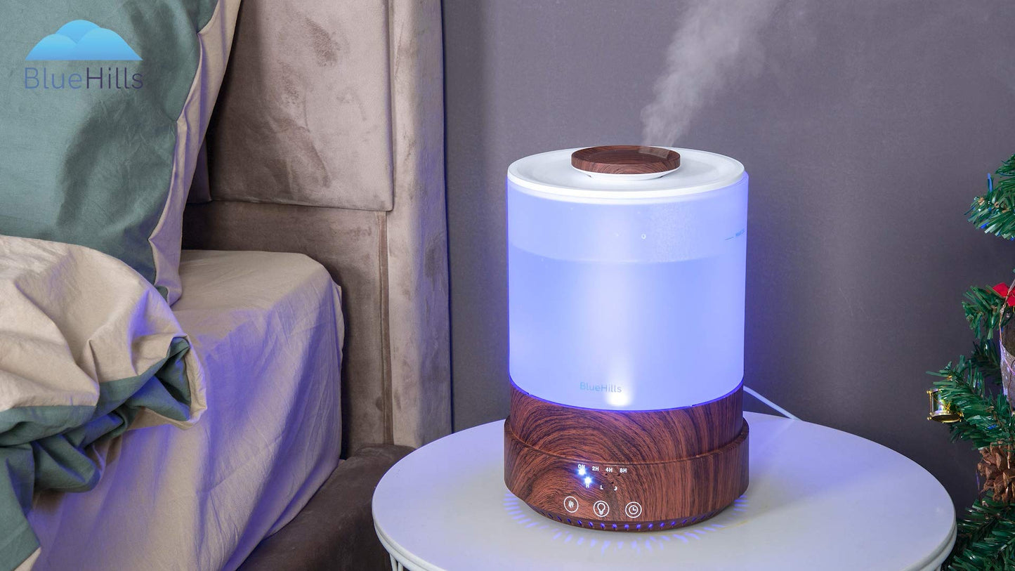 BlueHills Premium 2500 ML XL Essential Oil Diffuser β Large Room Aromatherapy, 7 LED Colors, Auto Shut Off, Humidifier