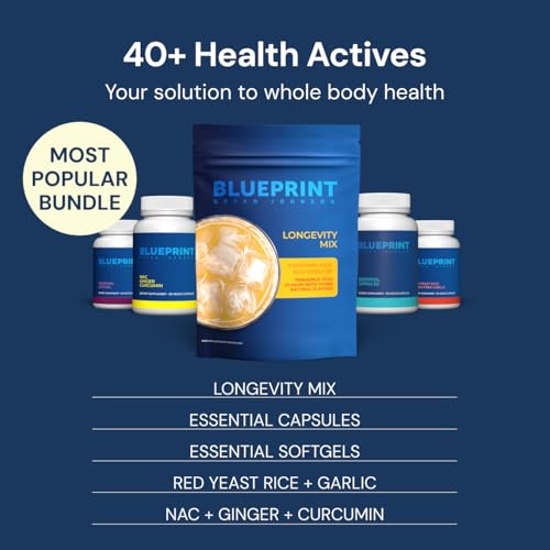 Blueprint Bryan Johnson Longevity Mix โ Muscle Builder & Recovery Supplement (30 Servings, Pineapple Yuzu)