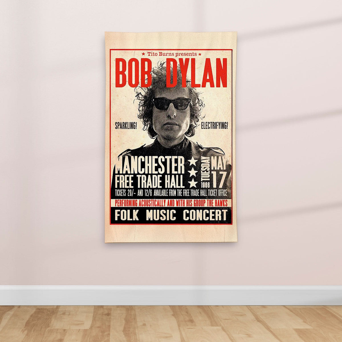 1960's Retro American Folk Rock Music poster - Textile Poster
