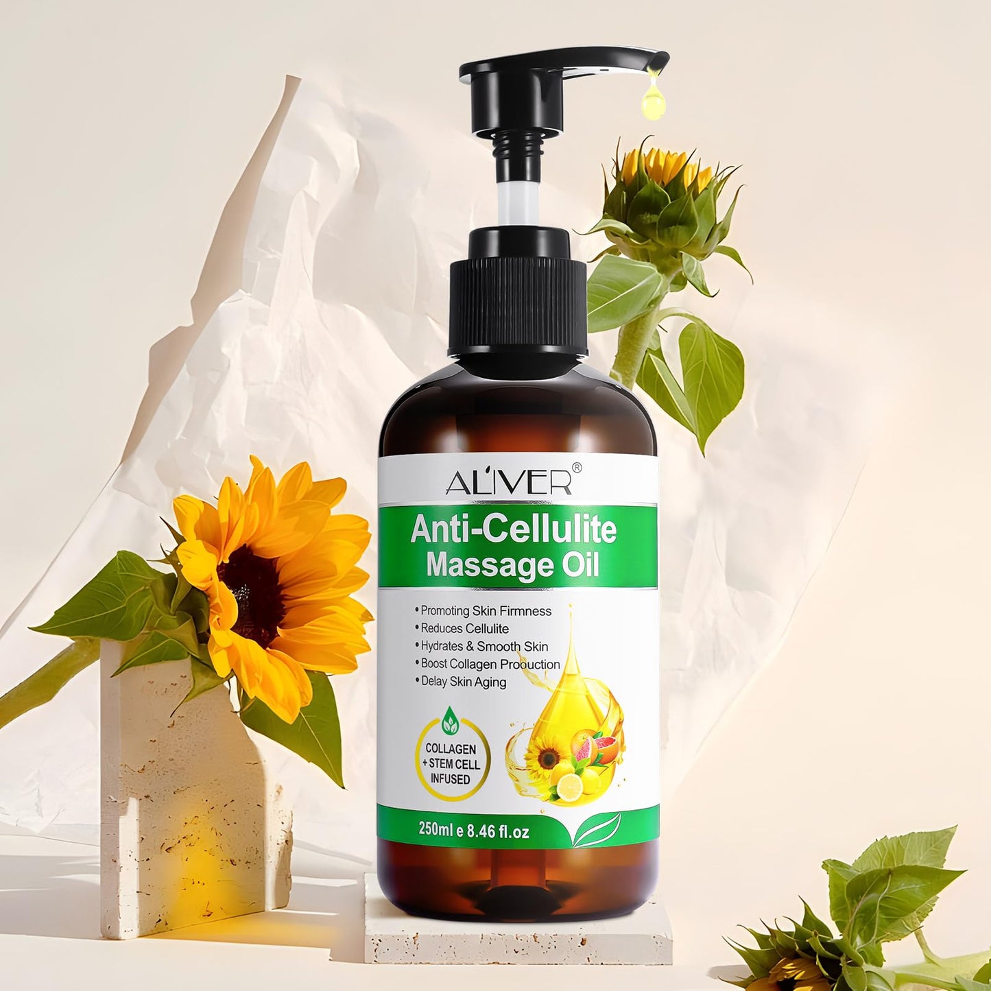 Body Oil Naturals Anti-Cellulite Massage Oil โ Skin Tightening & Moisturizing (8.46 fl oz)