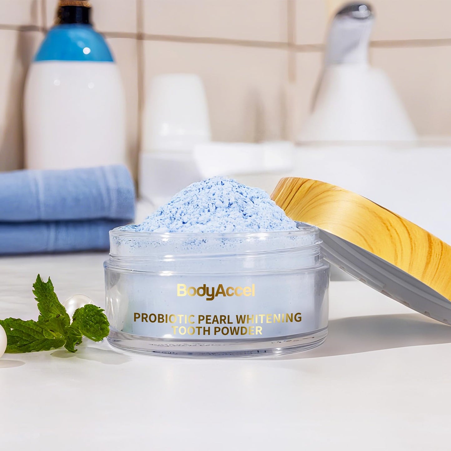 BodyAccel Probiotic Pearl Teeth Whitening Powder โ Fluoride-Free, Coffee & Tea Stain Removal