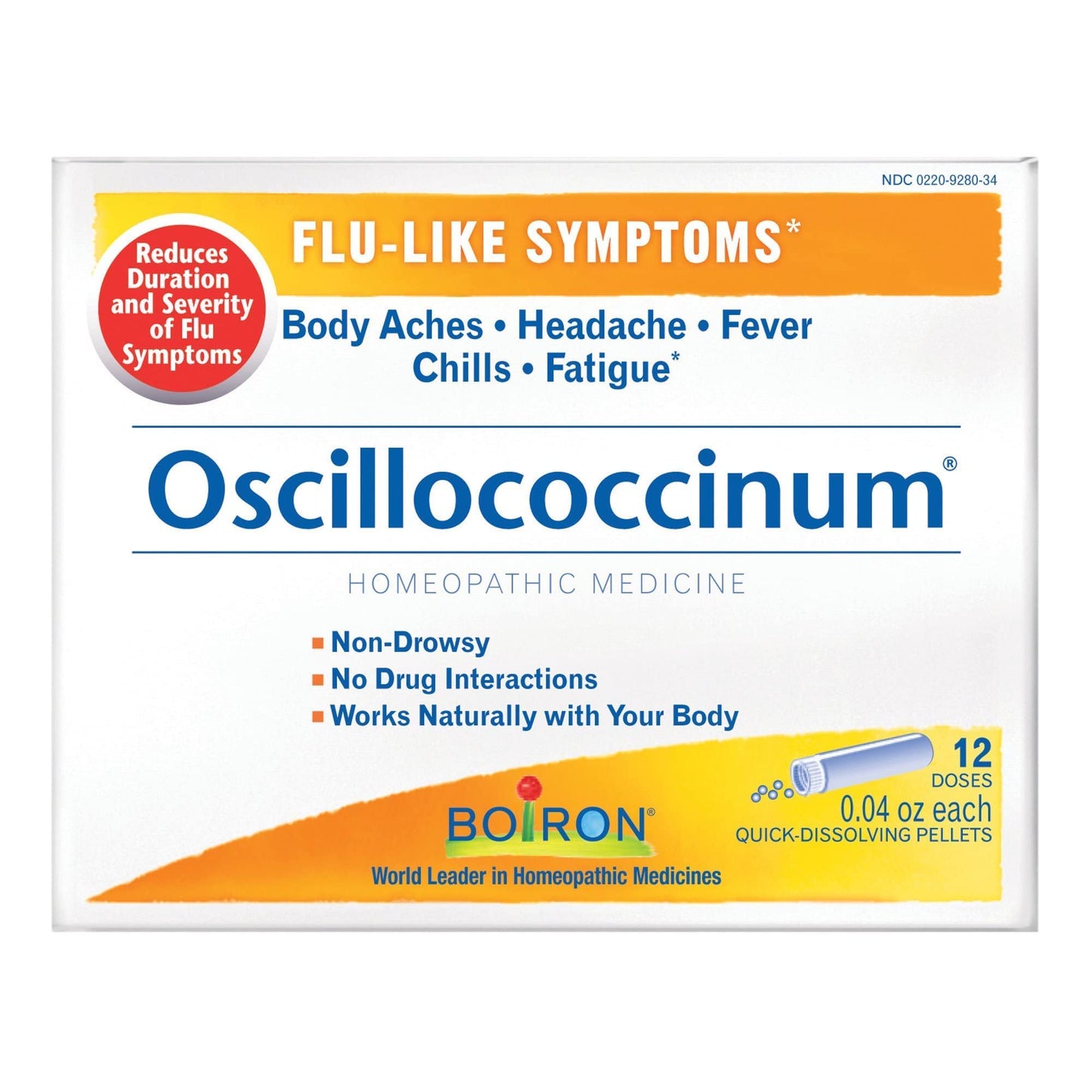 Boiron Oscilloccinum , 12 DOSE, 0.04 oz each โ Homeopathic Flu Medicine
