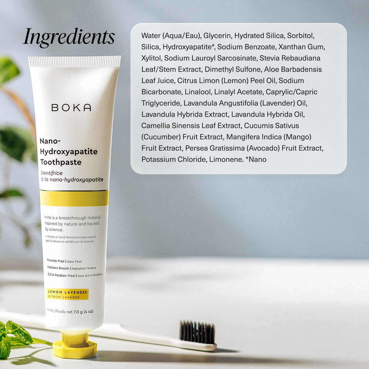Boka Fluoride-Free Toothpaste | Nano-Hydroxyapatite for Sensitive Teeth | Lemon Lavender 4oz