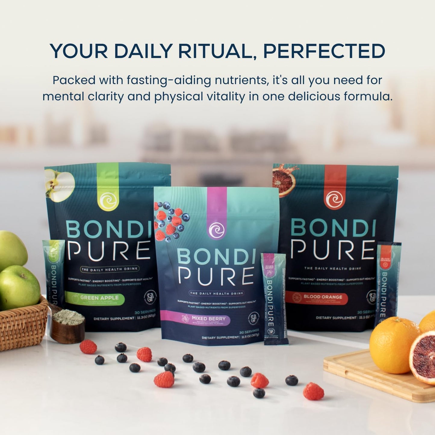 Bondi Pure β Daily Health & Detox Drink for Gut Health & Energy Support | Blood Orange (30 Servings)