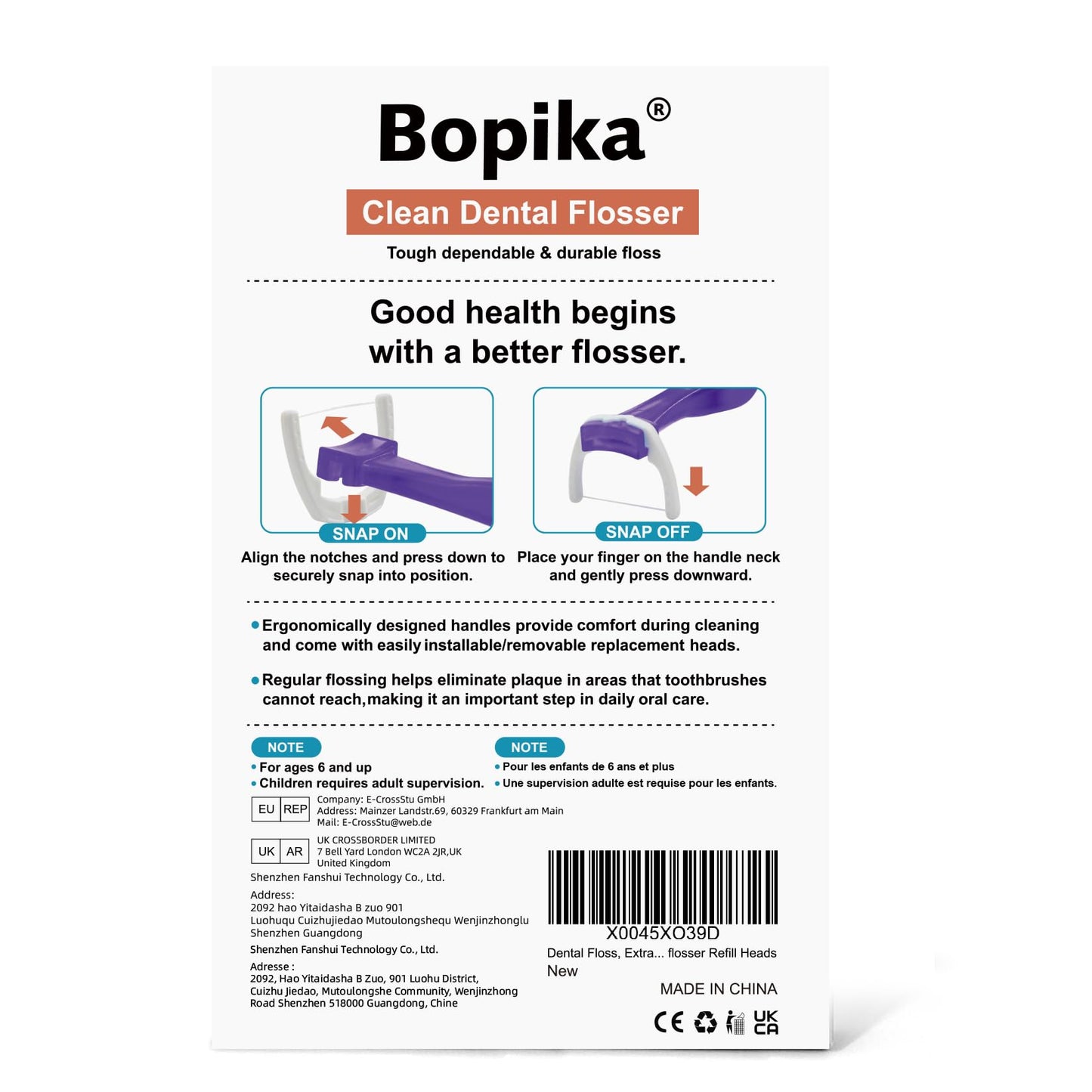Bopika Dental Floss โ Extra Strength Floss with 1 Handle & 120 Refill Heads